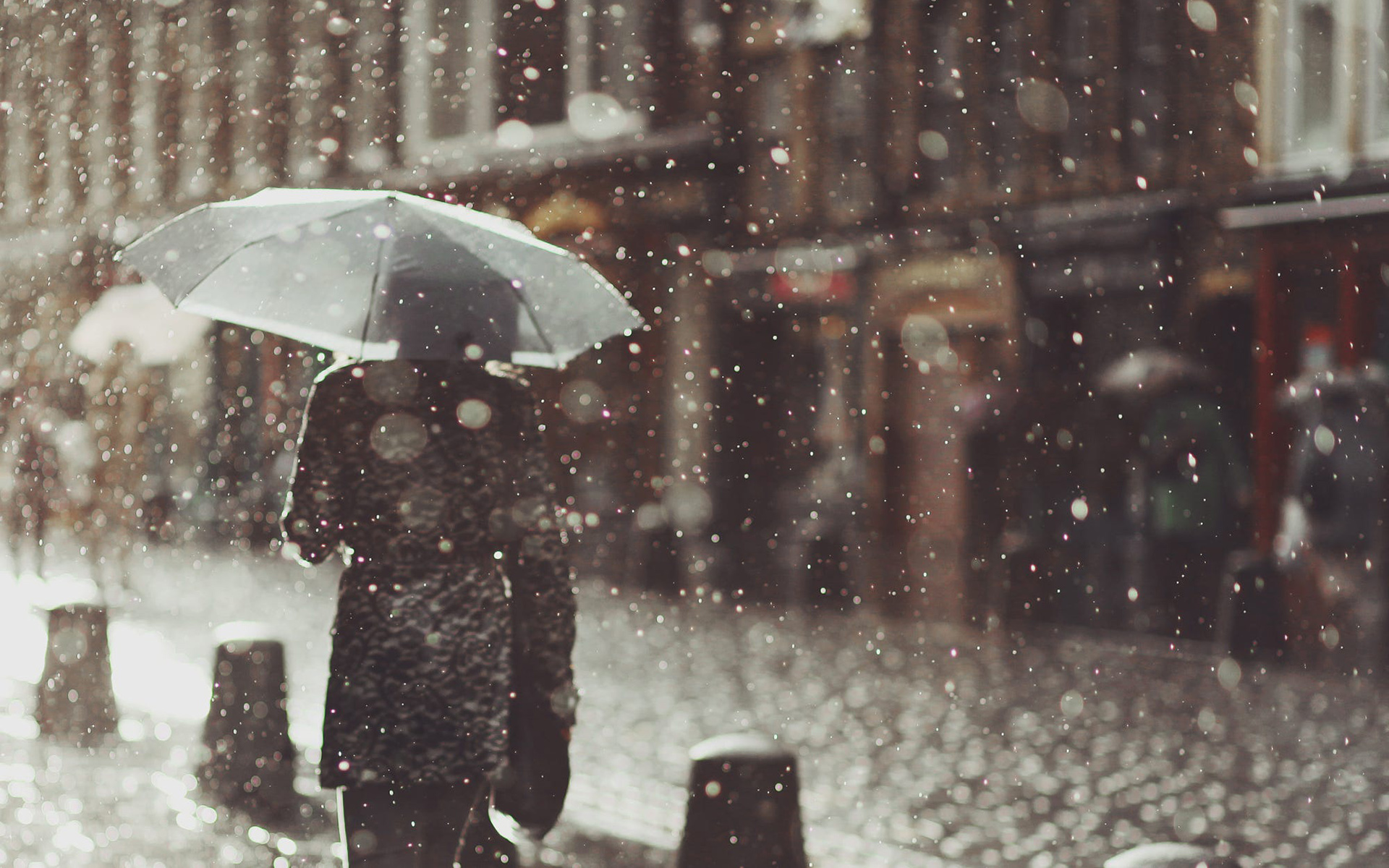 Обои снег, девушка, настроение, город, дождь, зонт, пальто, snow, girl, mood, the city, rain, umbrella, coat разрешение 1920x1200 Загрузить