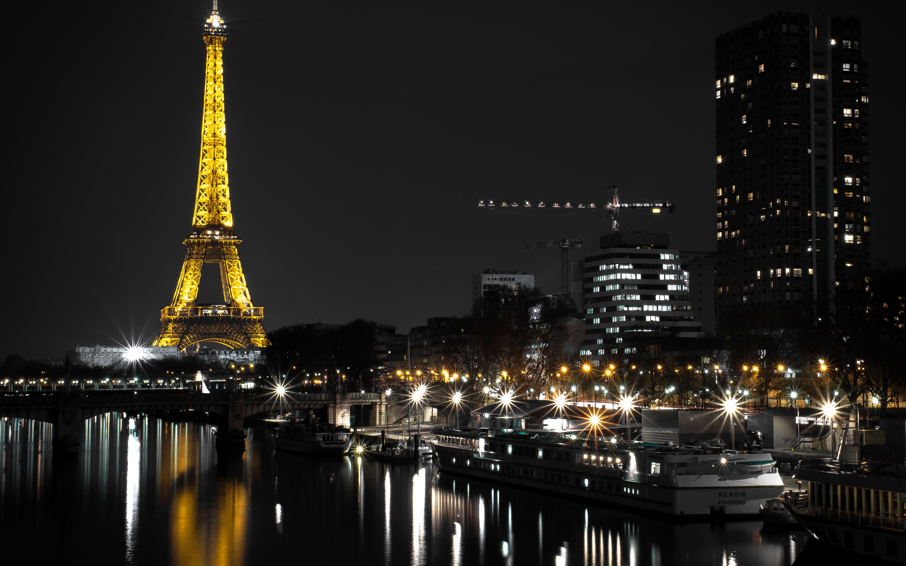 париж эйфелева башня река свет вечер огни франция загрузить