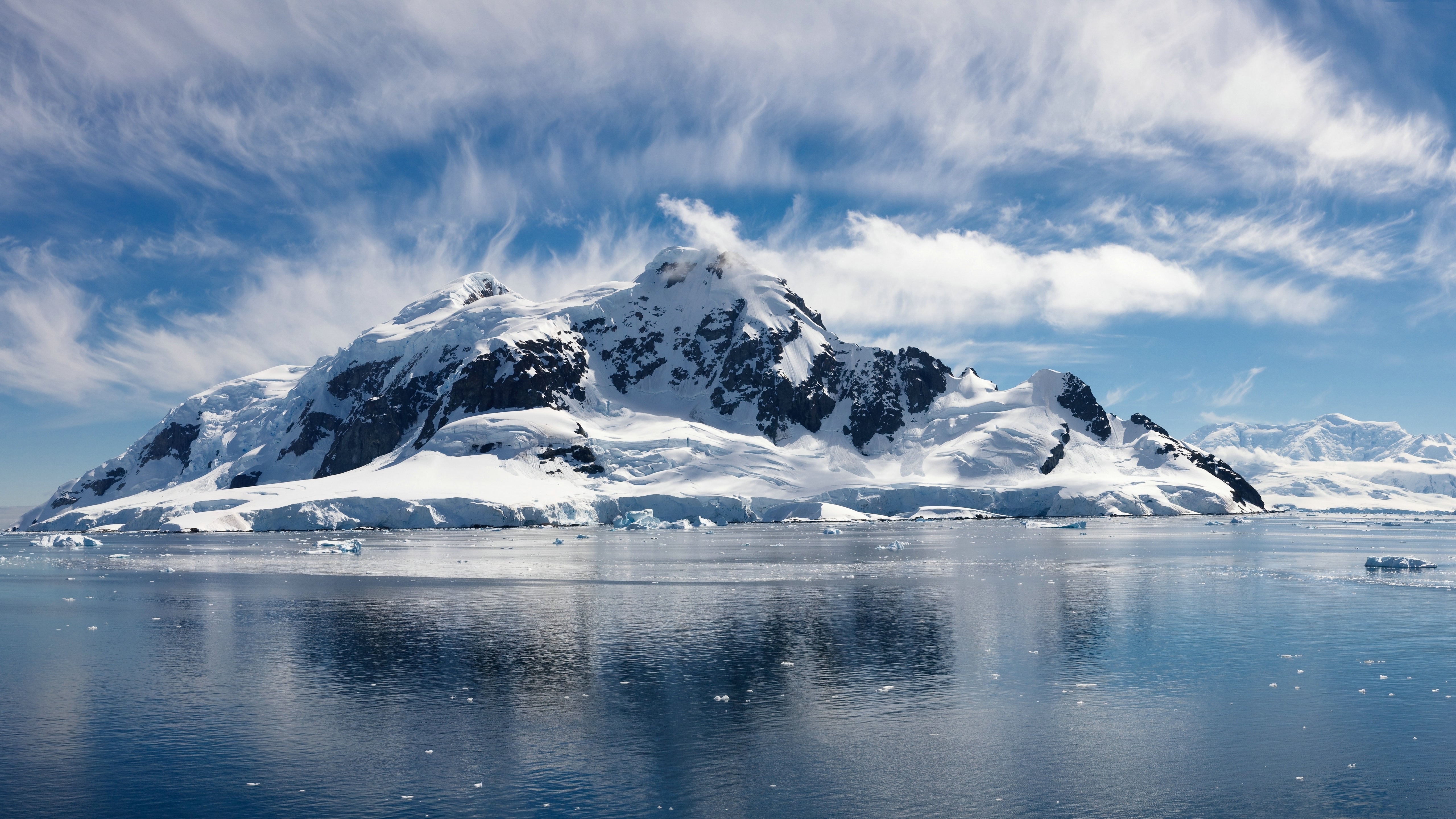 Обои облака, снег, зима, море, clouds, snow, winter, sea разрешение 5120x2880 Загрузить