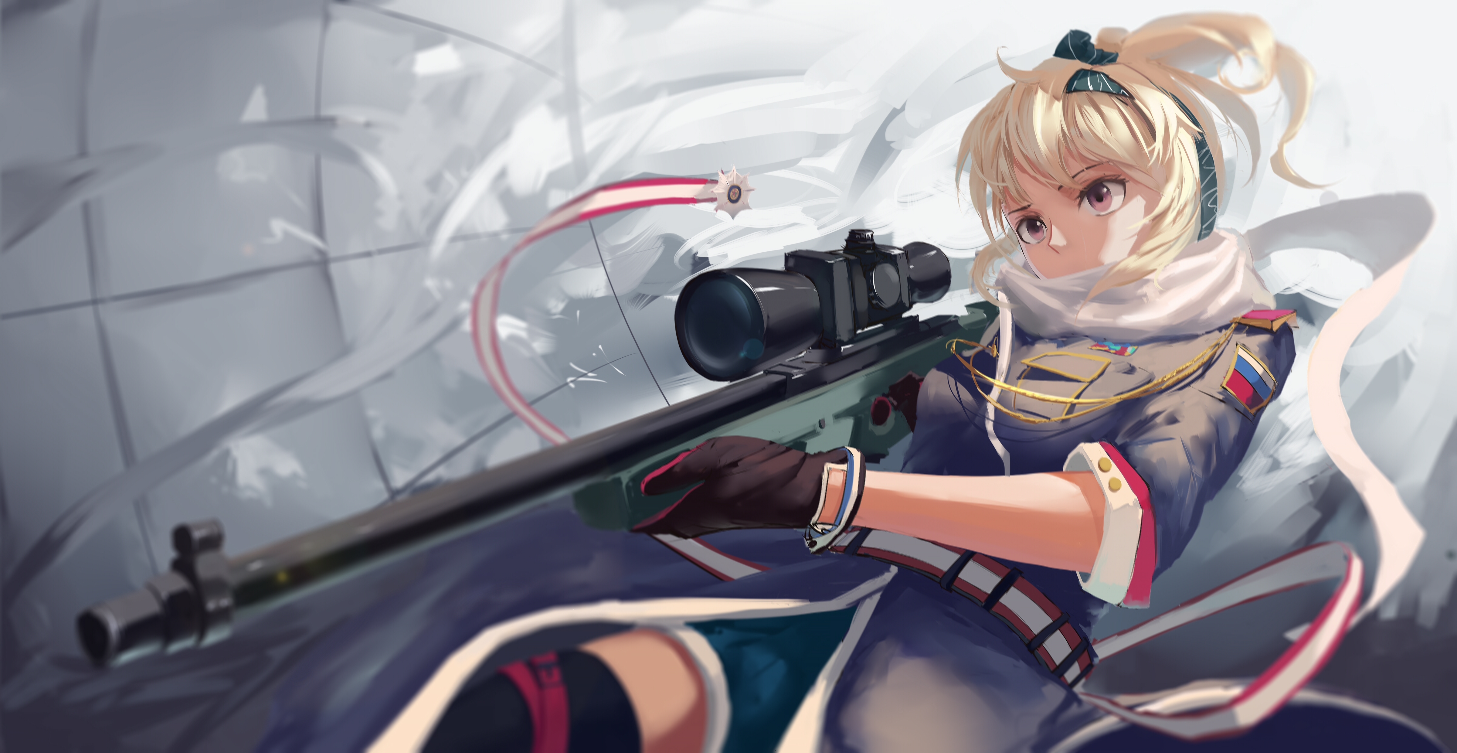 Обои арт, девушка, оружие, аниме, снайпер, снайперская винтовка, art, girl, weapons, anime, sniper, sniper rifle разрешение 4800x2480 Загрузить