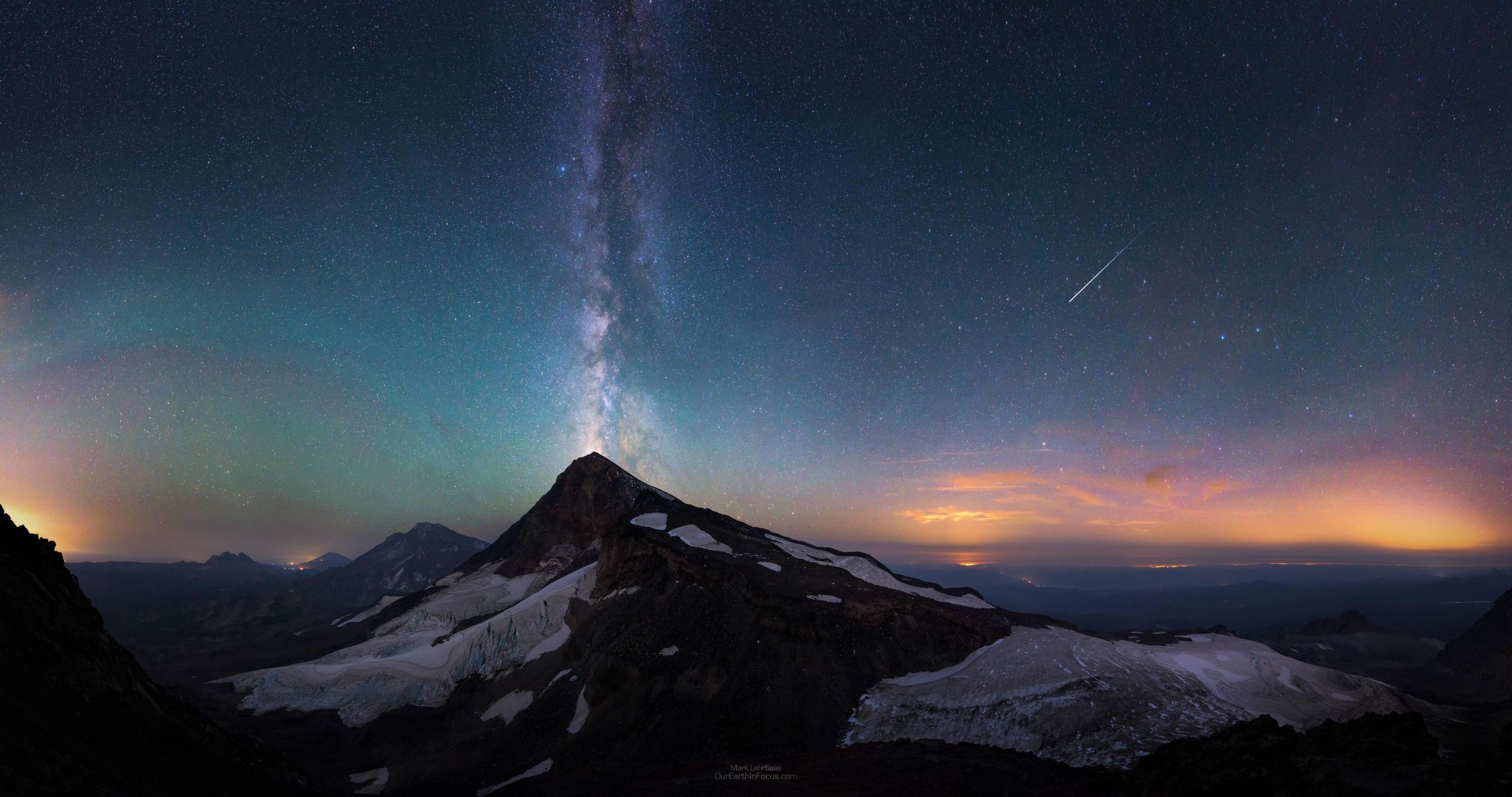 Звезды вулканы горы закат ночь скачать