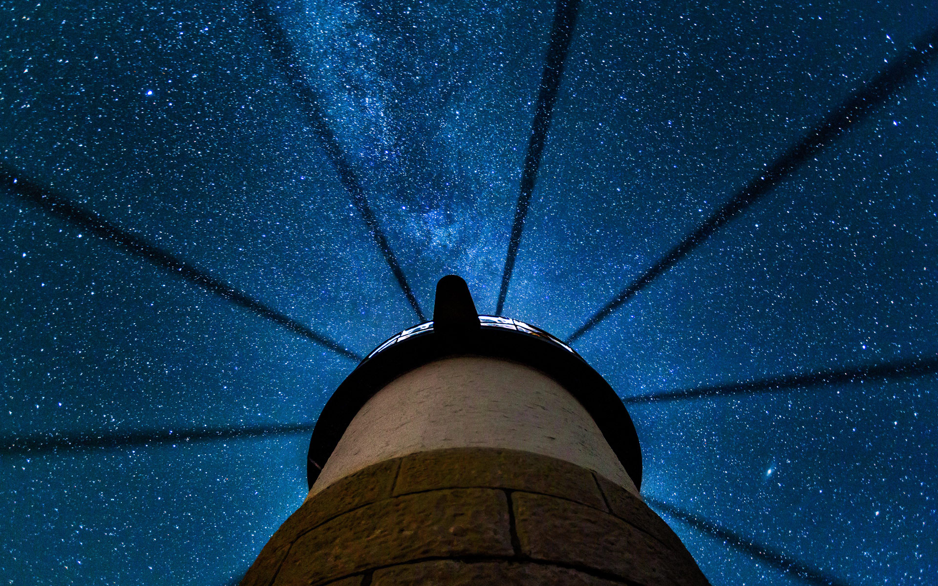 Обои ночь, звезды, маяк, сша, млечный путь, клайд, штат мэн, night, stars, lighthouse, usa, the milky way, clyde, state of maine разрешение 1920x1200 Загрузить