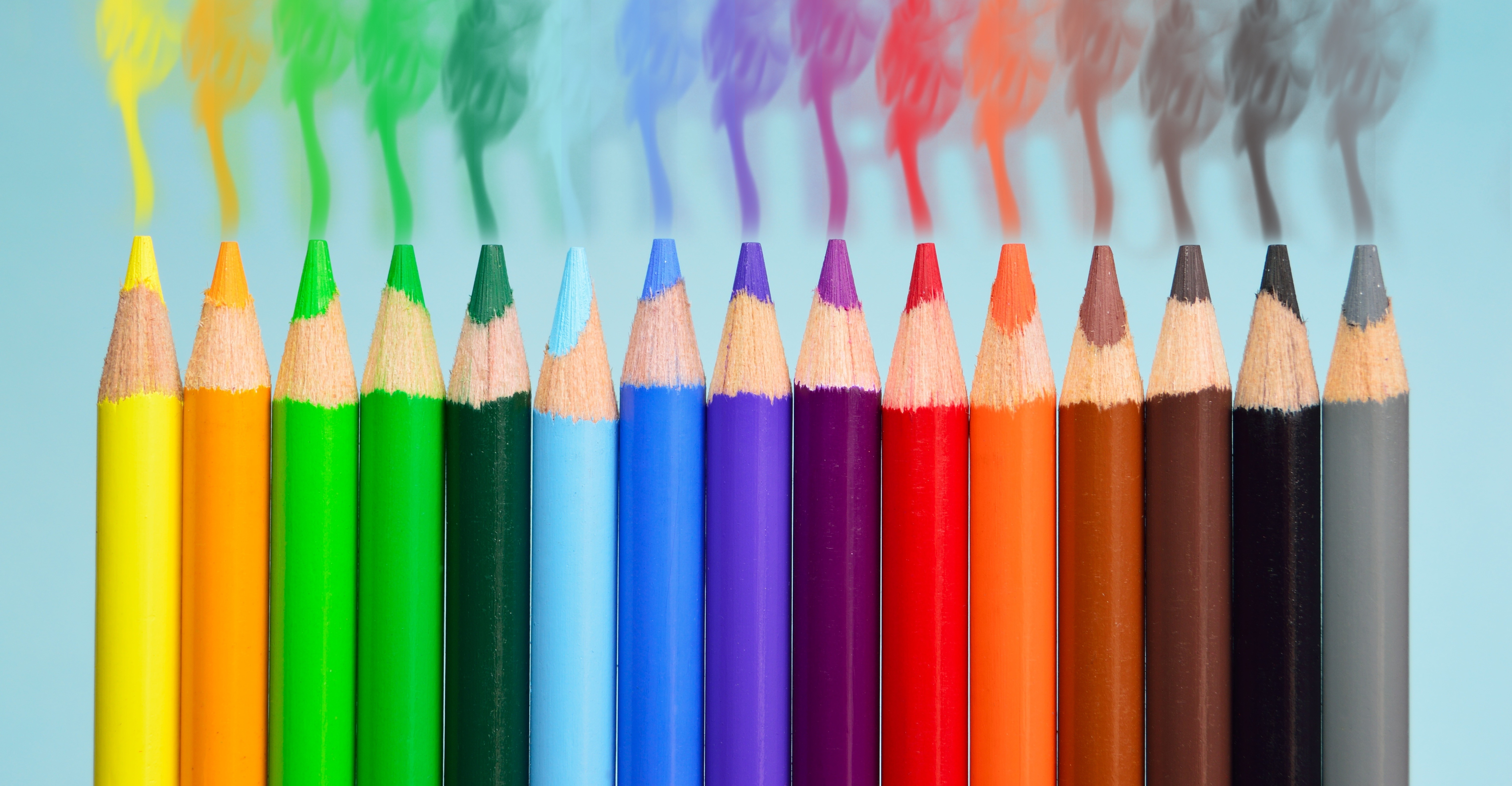 Обои разноцветные, дым, карандаши, спектр, цветные карандаши, colorful, smoke, pencils, range, colored pencils разрешение 6016x3128 Загрузить