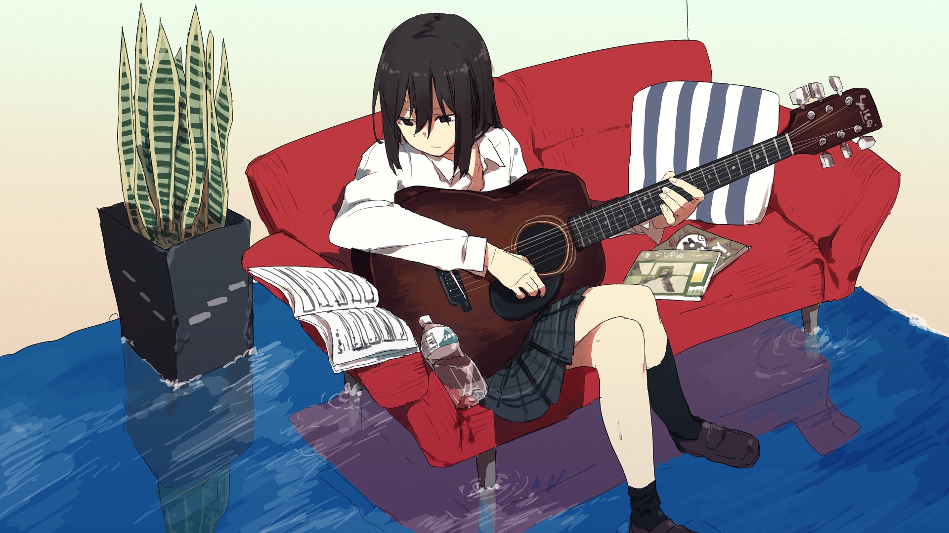 Девушка гитара диван бесплатно