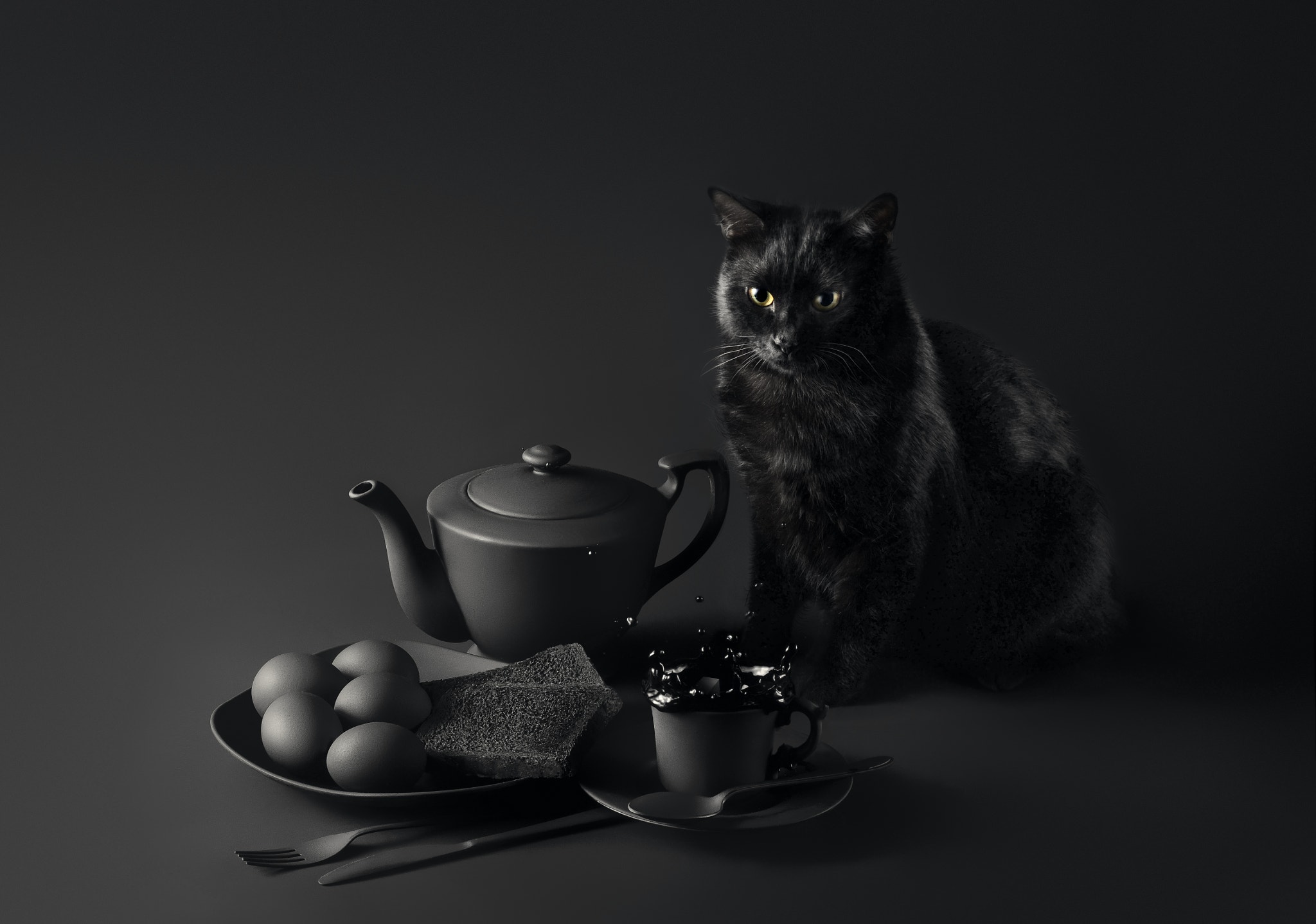Обои глаза, завтрак, фон, чёрная кошка, мордочка, sanket khuntale, кошка неудачи, усы, кошка, взгляд, черный, стол, eyes, breakfast, background, black cat, muzzle, cat failures, mustache, cat, look, black, table разрешение 2048x1438 Загрузить