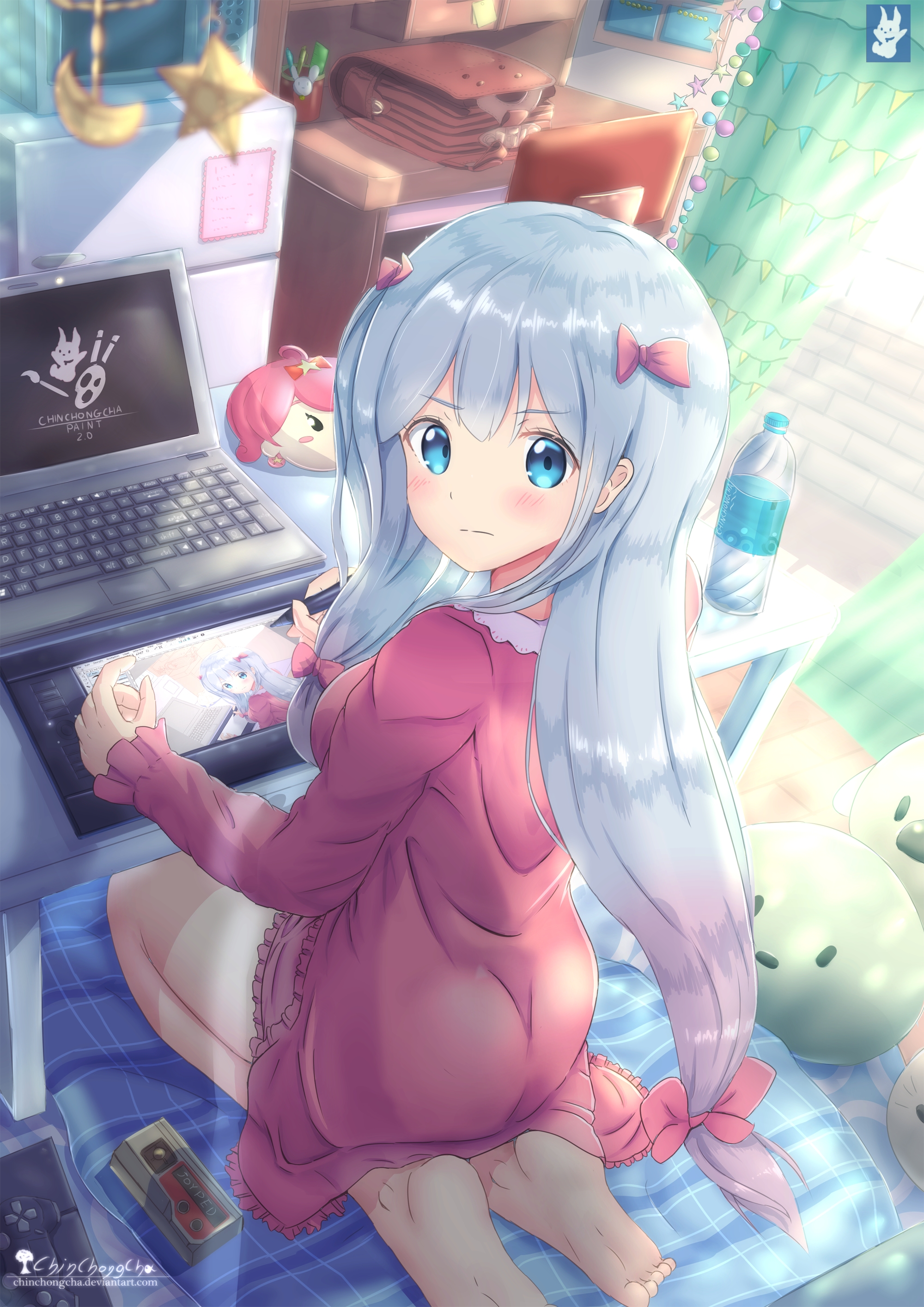 Обои комната, тетрадь, длинные волосы, сидя, eromanga-sensei, изуми сагири, room, notebook, long hair, sitting, izumi sagiri разрешение 2000x2829 Загрузить