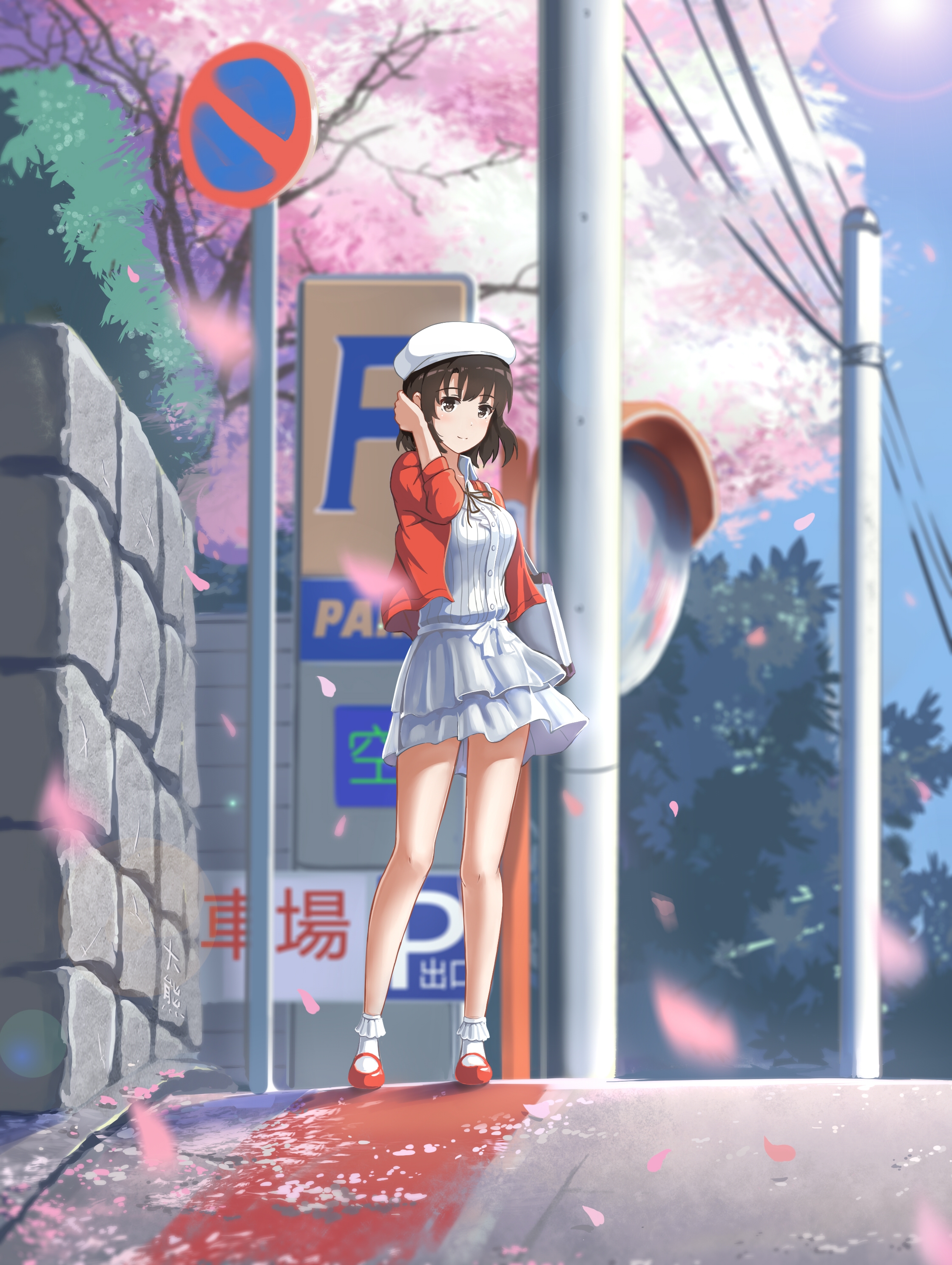 Обои девушка, аниме, автодорога, saenai heroine no sodatekata, katou megumi, sakura blossom, girl, anime, road разрешение 2239x2974 Загрузить