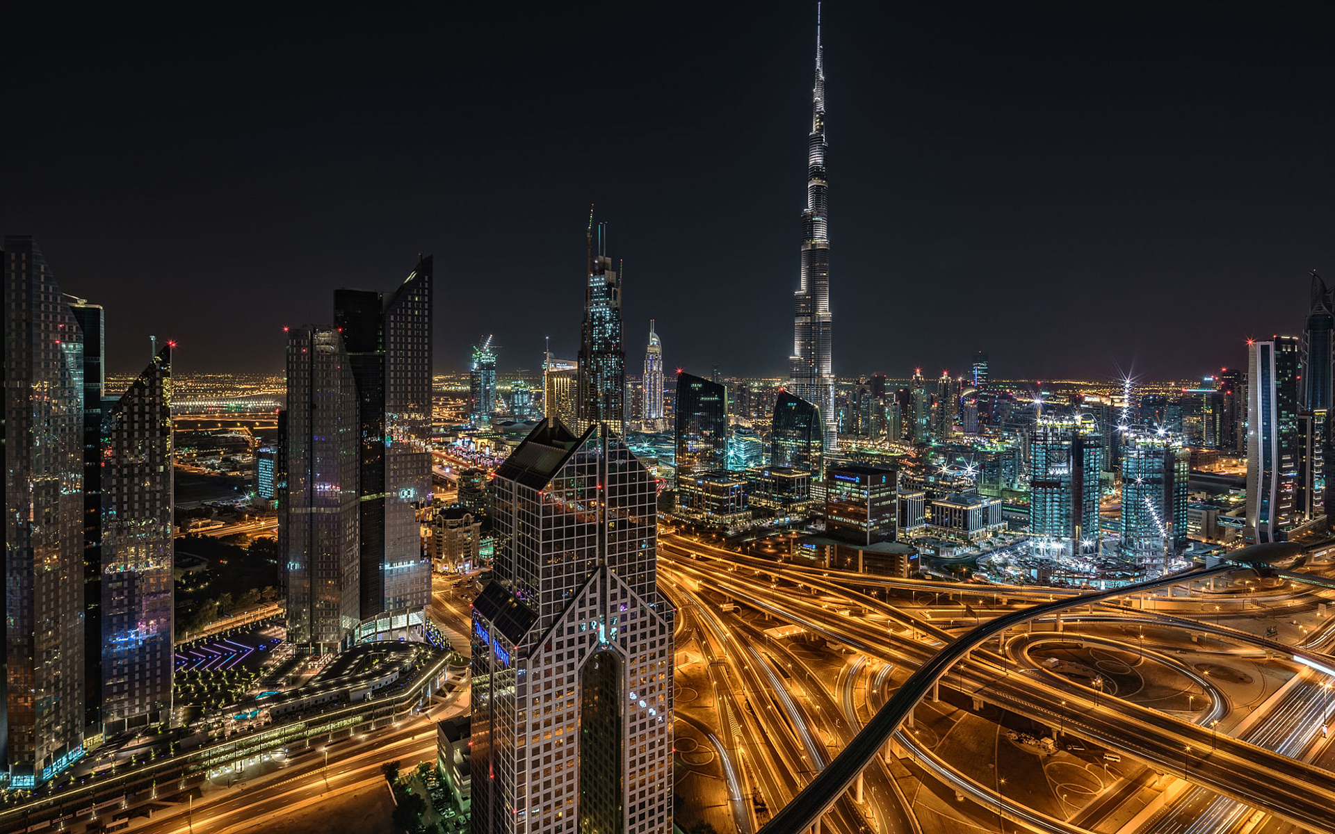 Обои ночь, огни, город, дубаи, оаэ, achim thomae, night, lights, the city, dubai, uae разрешение 1920x1200 Загрузить