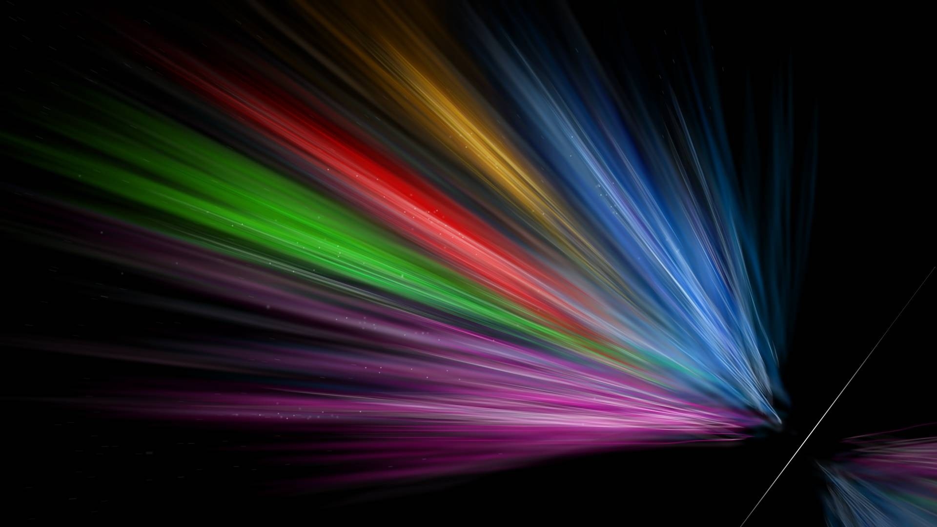 line rays color rainbow form black background 