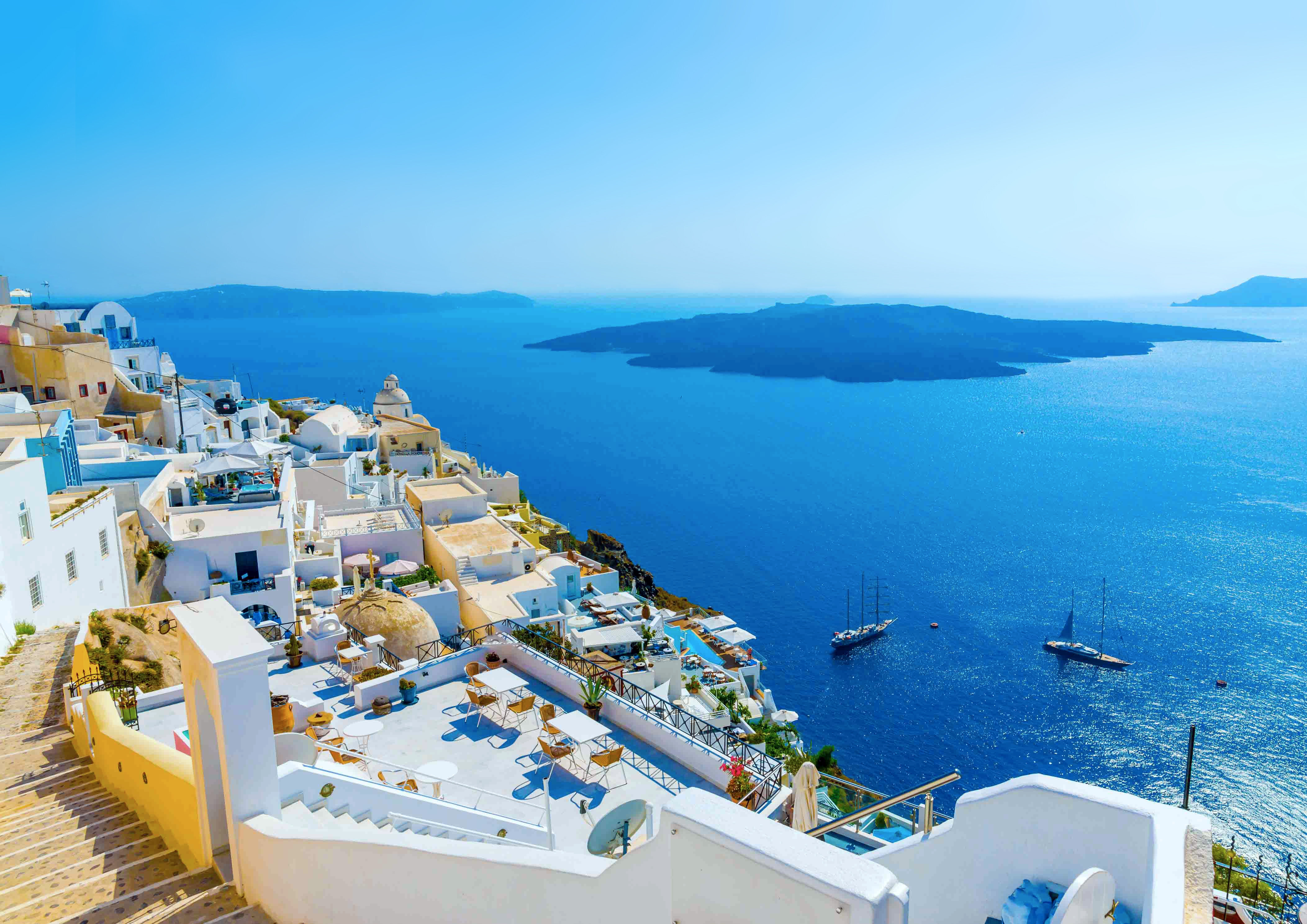 Обои море, острова, греция, санторини, sea, islands, greece, santorini разрешение 4210x2978 Загрузить