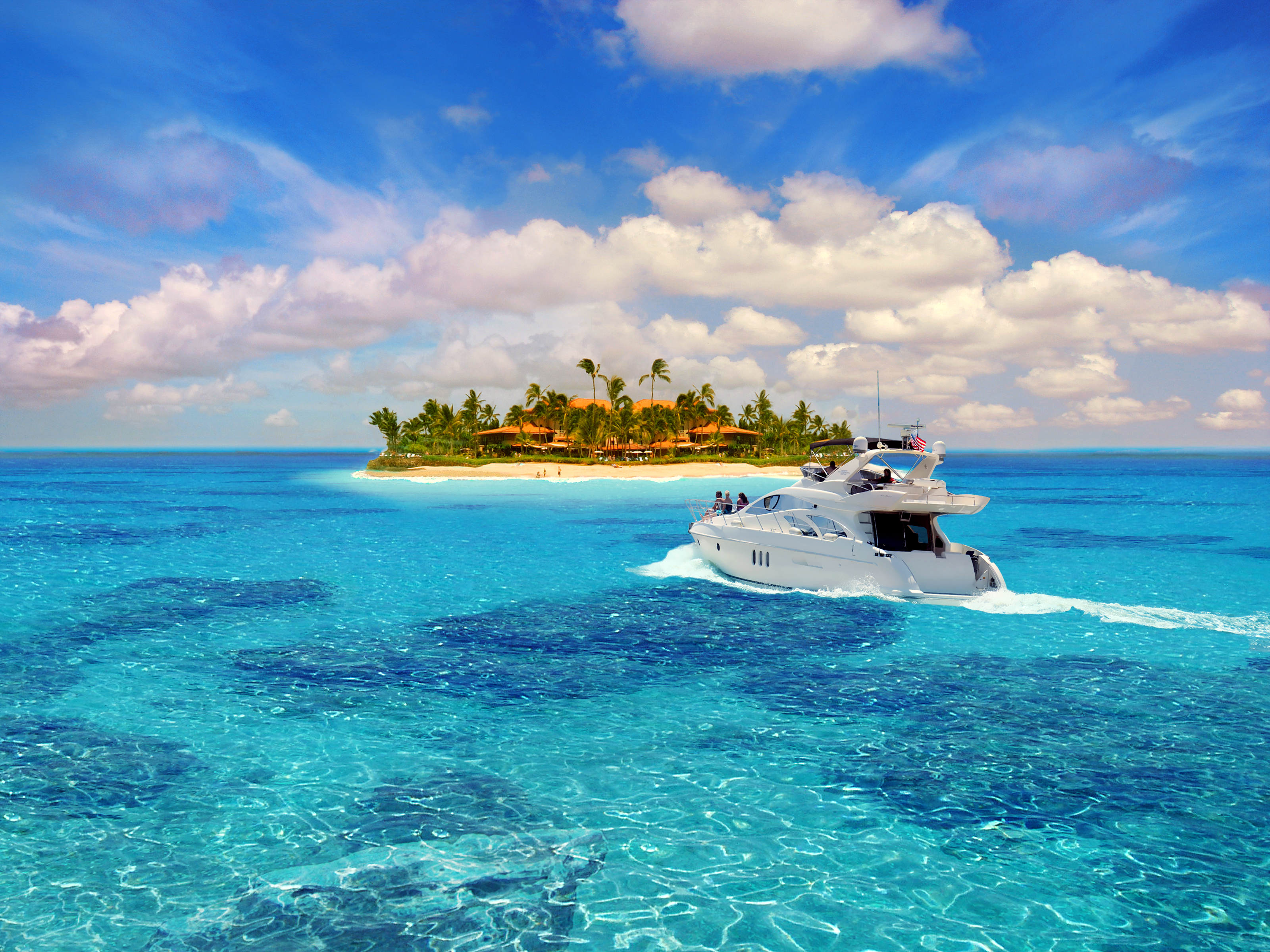 Boat island. Парадиз остров Карибского моря. Яхта Tropical Island Paradise. Парадайз Айленд Мальдивы. Остров Парадиз Сейшелы.