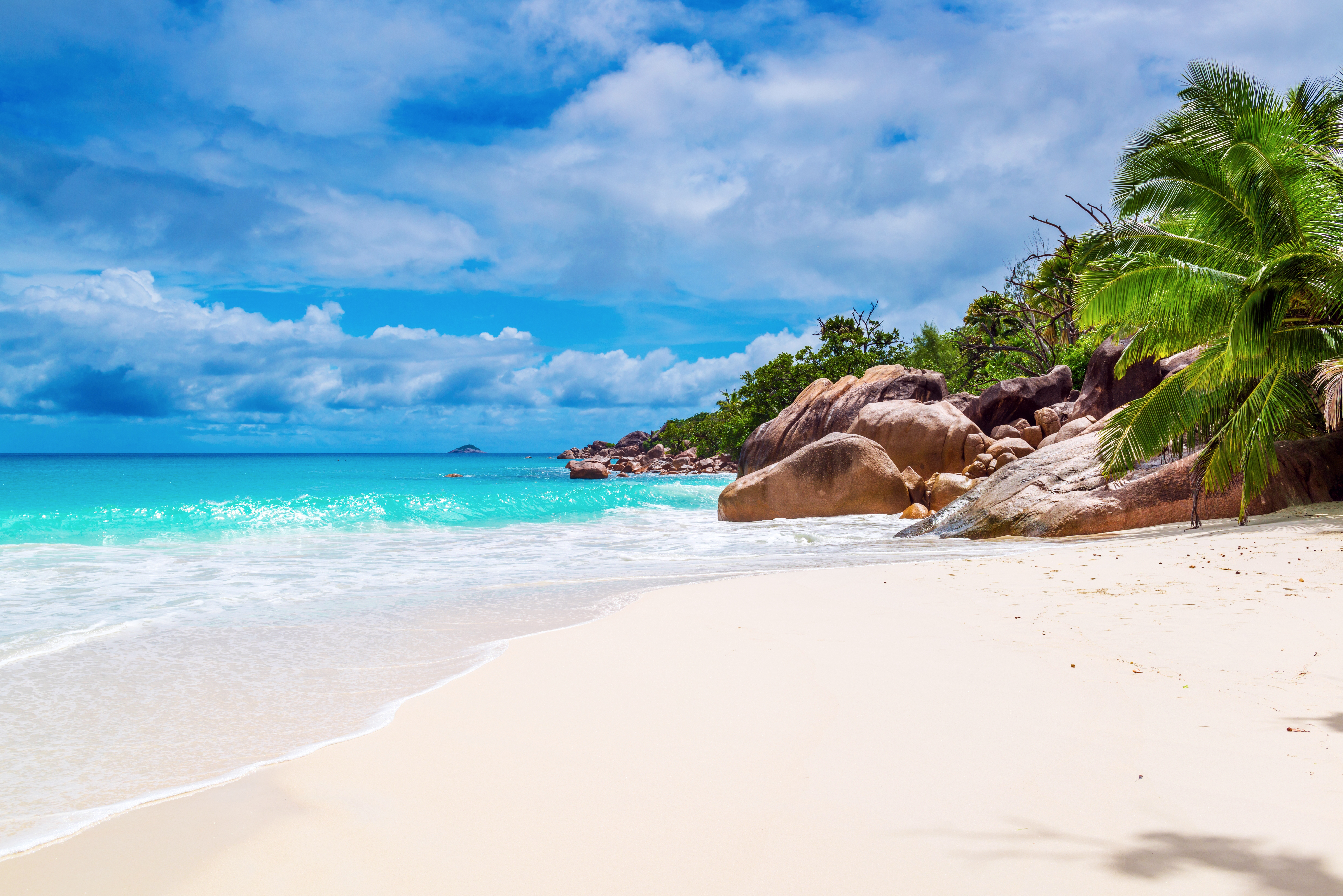 Обои море, пляж, тропики, сейшелы, sea, beach, tropics, seychelles разрешение 6605x4408 Загрузить