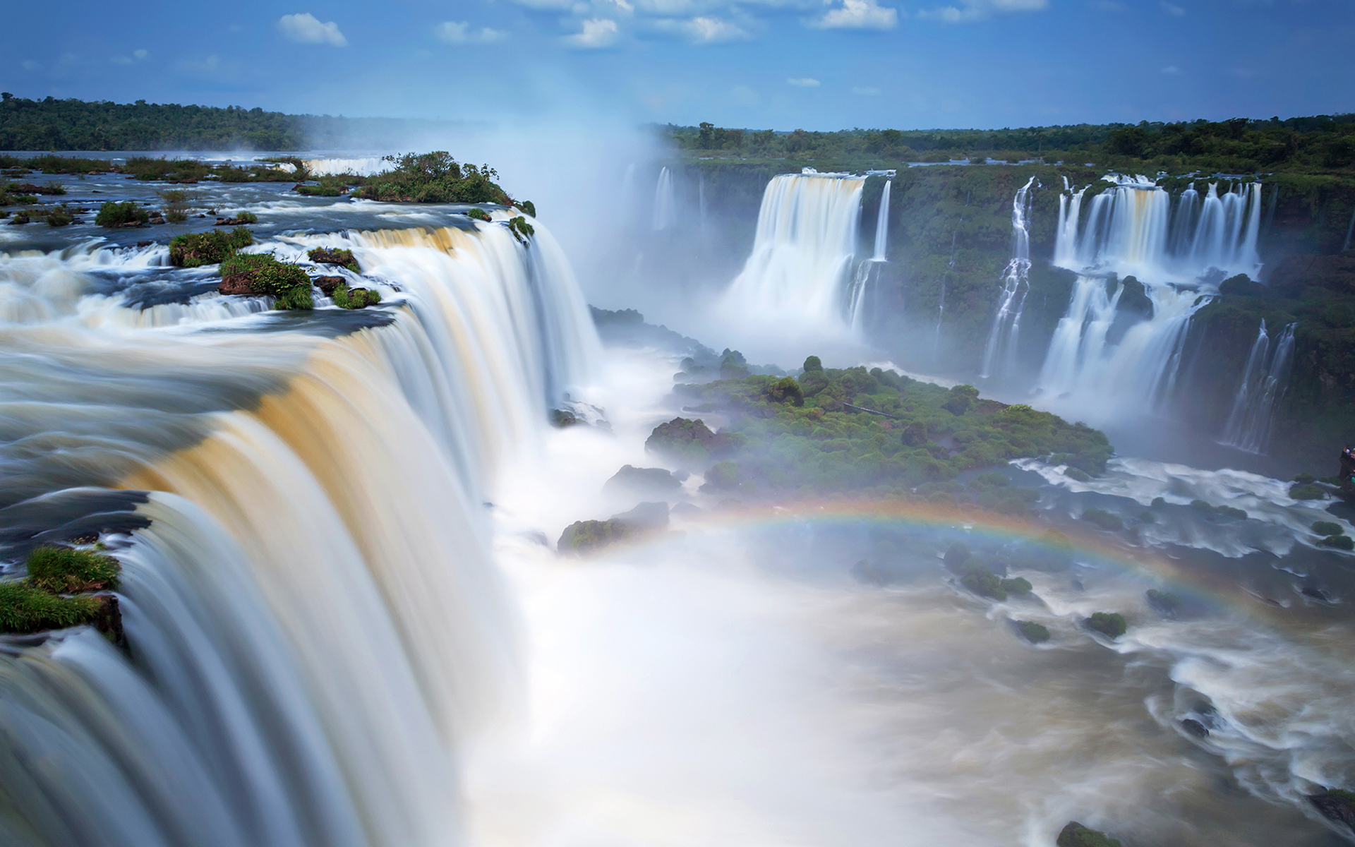 Обои река, природа, водопад, радуга, аргентина, игуасу, river, nature, waterfall, rainbow, argentina, iguazu разрешение 1920x1200 Загрузить