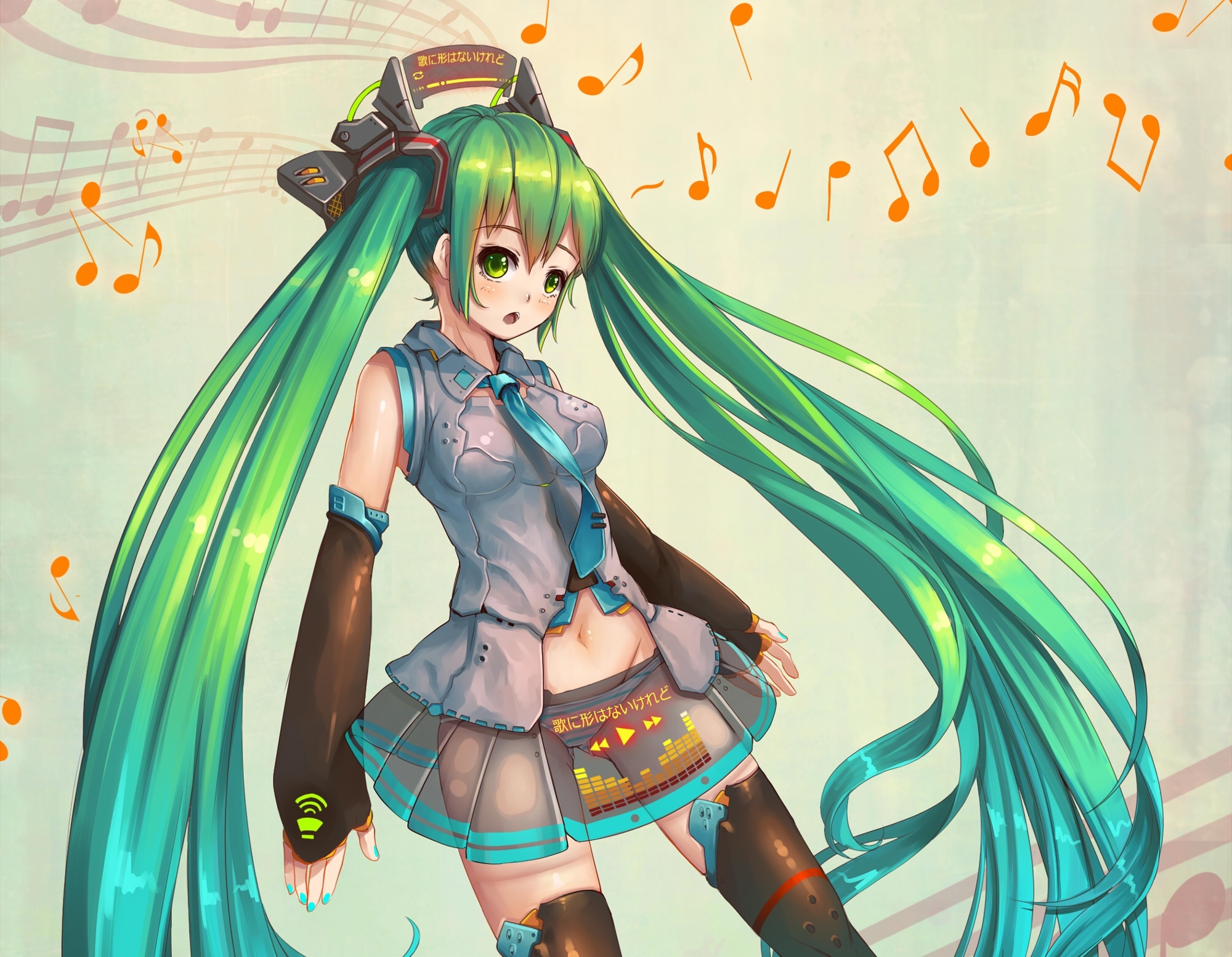 Обои арт, аниме, вокалоид, зеленые волосы, мику хацунэ, fangxiang cuoluan, art, anime, vocaloid, green hair, hatsune miku разрешение 2000x1554 Загрузить