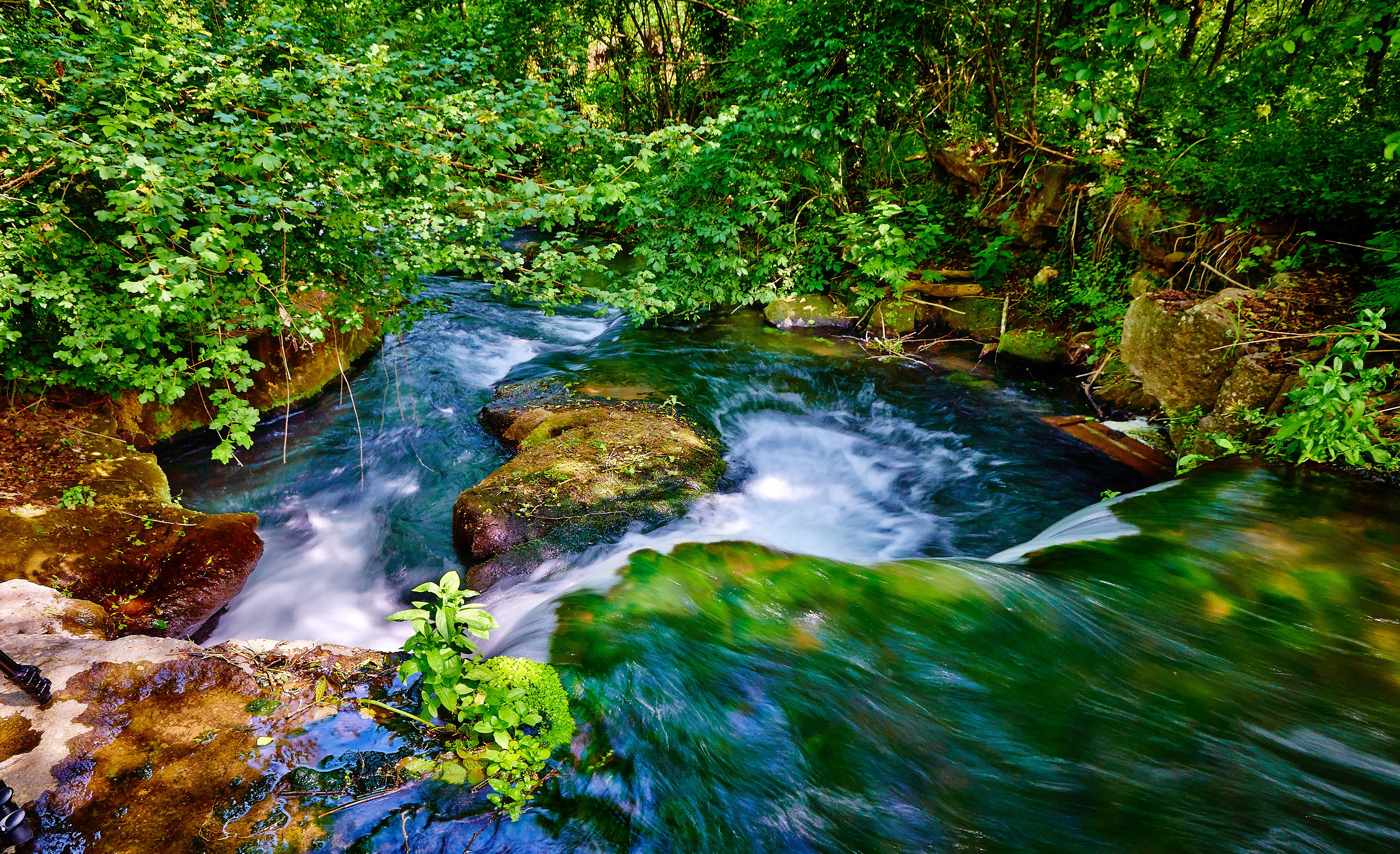 Обои вода, река, природа, камни, листья, ветки, водопад, поток, water, river, nature, stones, leaves, branches, waterfall, stream разрешение 3840x2343 Загрузить