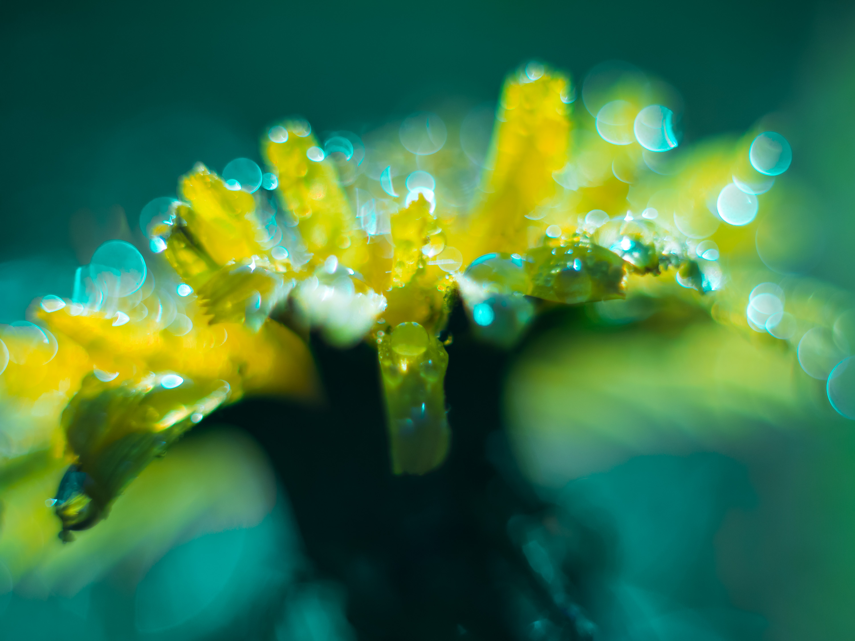 Обои макро, капли, размытость, одуванчик, желтый цветок, macro, drops, blur, dandelion, yellow flower разрешение 3000x2250 Загрузить