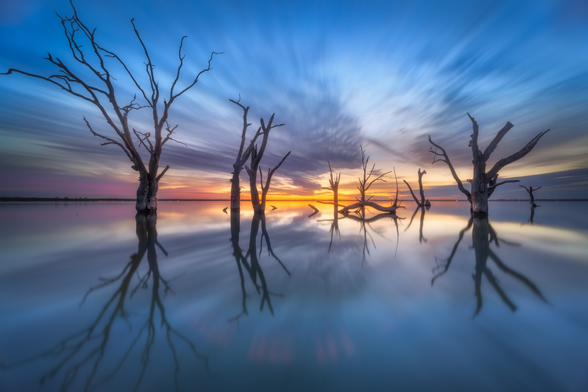 Обои деревья, озеро, отражение, австралия, южная австралия, lake bonney, trees, lake, reflection, australia, south australia разрешение 2048x1365 Загрузить