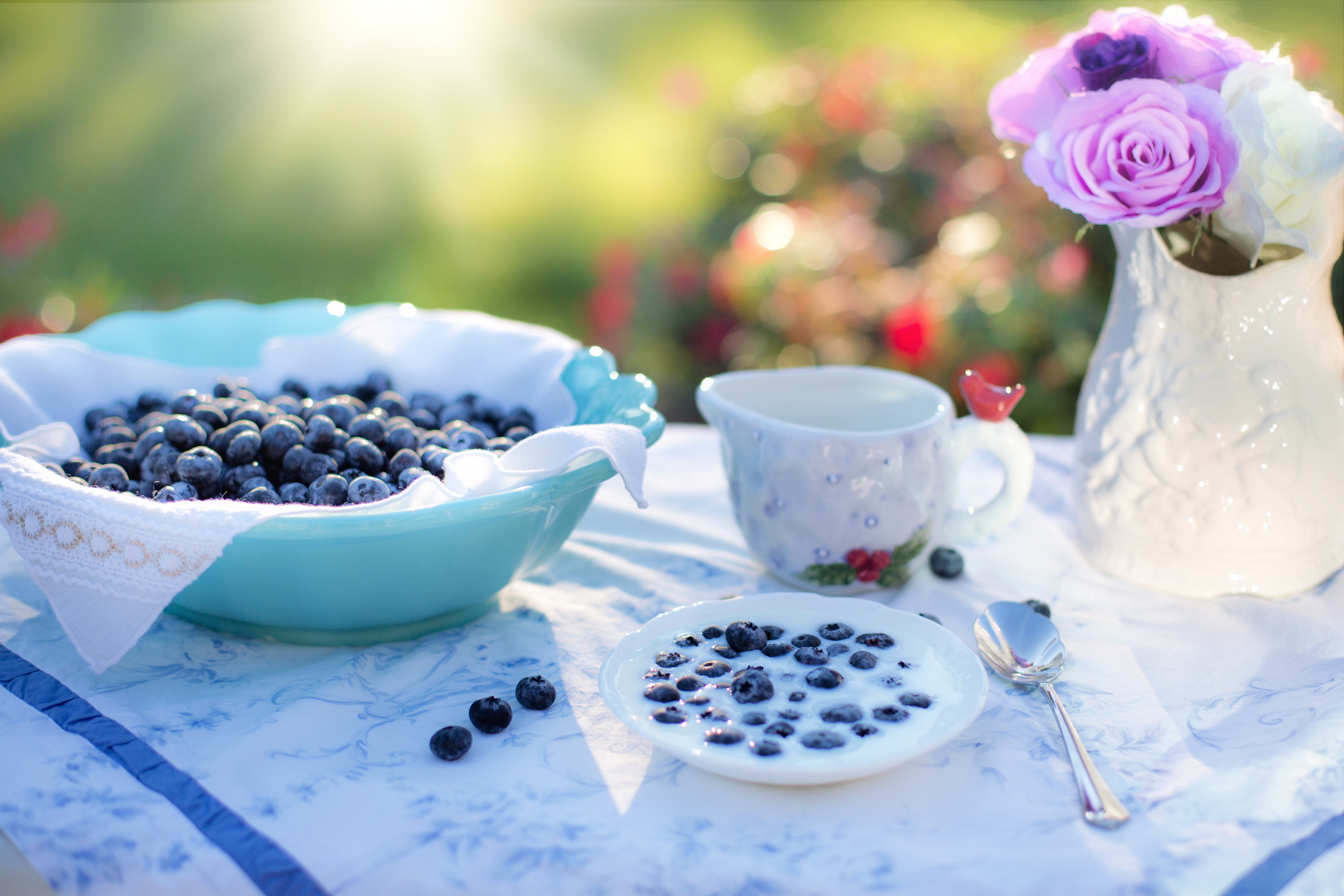 Обои ягоды, черника, посуда, молоко, berries, blueberries, dishes, milk разрешение 5248x3499 Загрузить