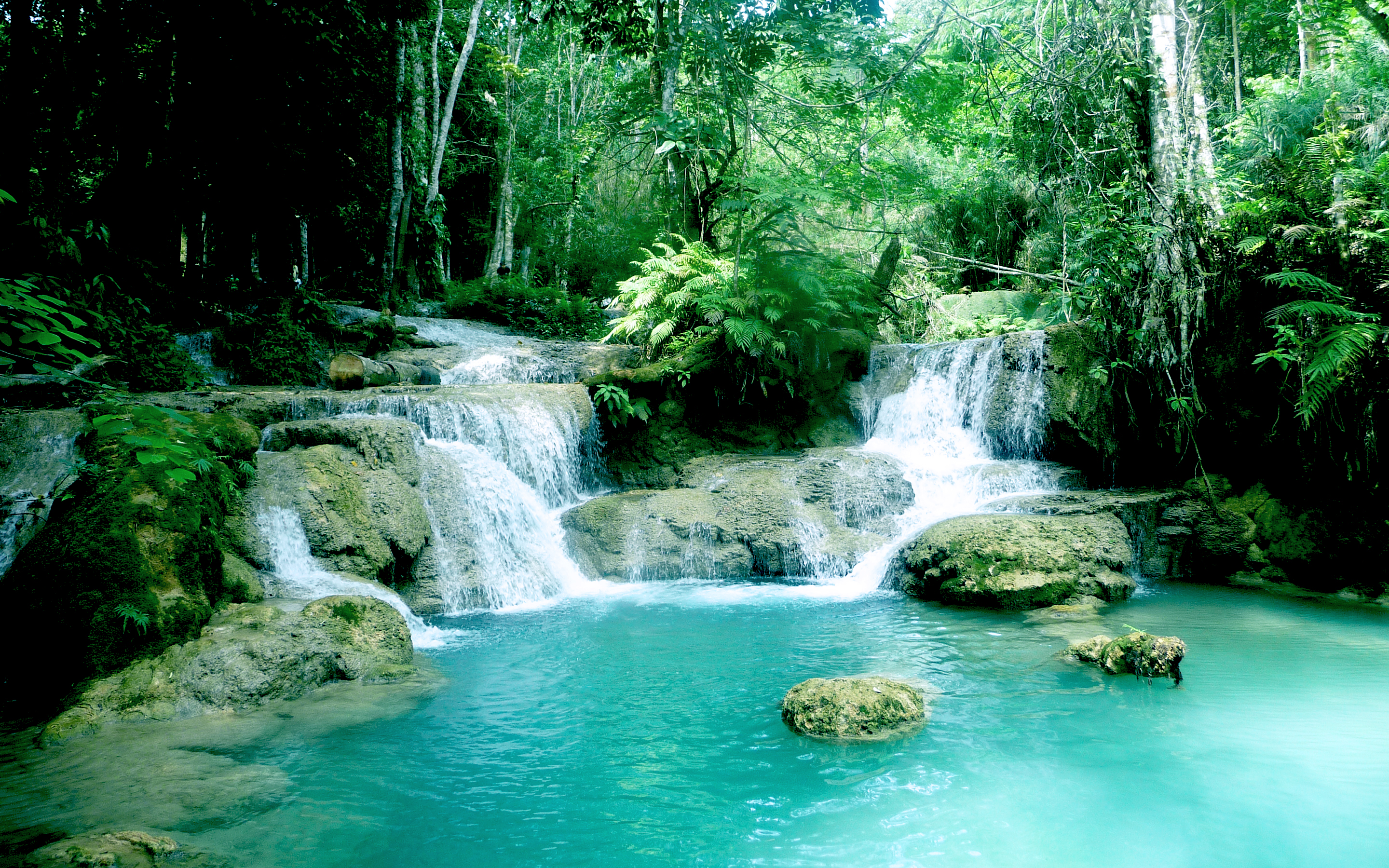 Обои река, природа, лес, водопад, river, nature, forest, waterfall разрешение 2880x1800 Загрузить