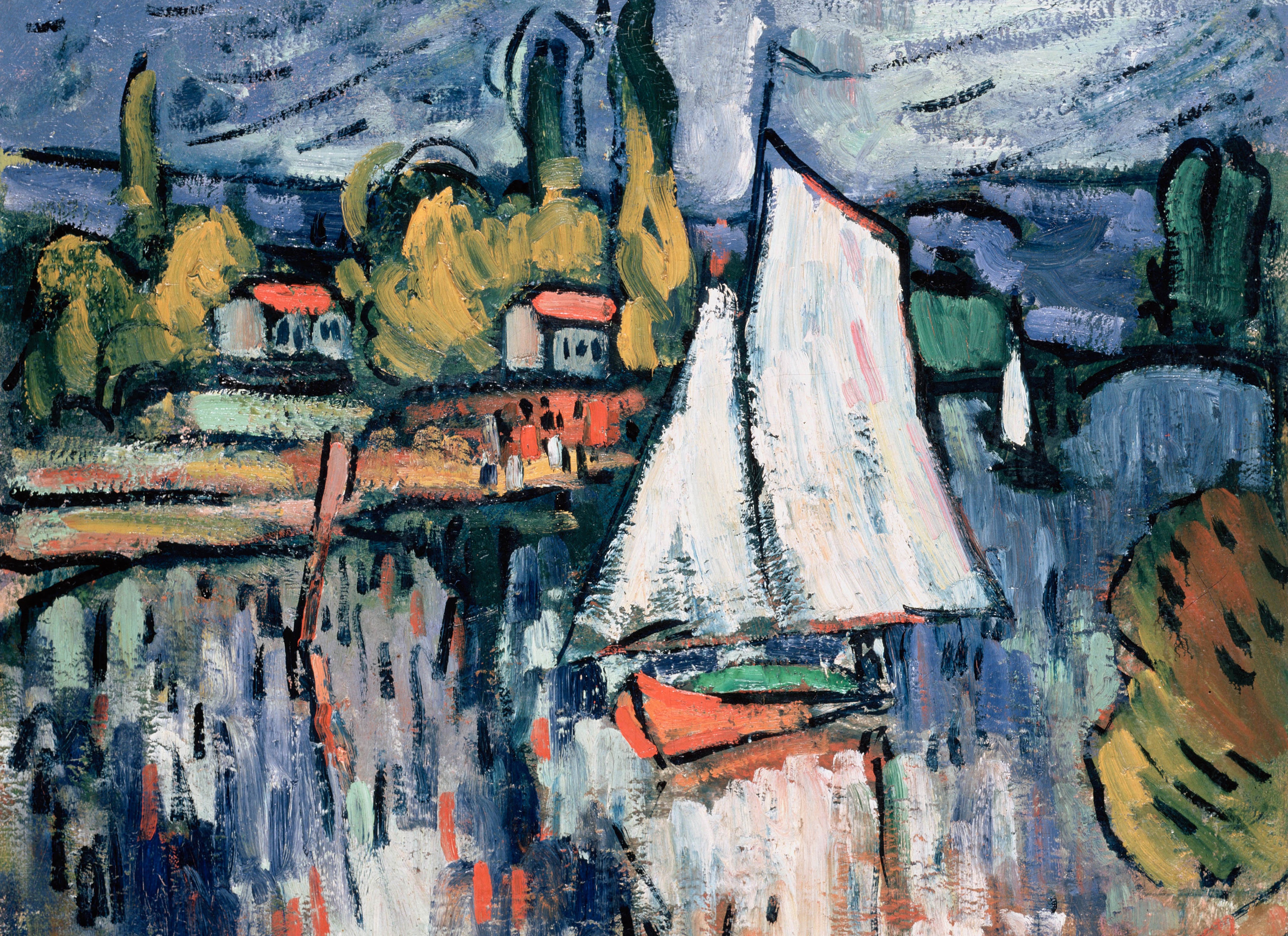 Обои картина, пейзаж, лодка, парус, морис де вламинк, вид сены, picture, landscape, boat, sail, maurice de vlaminck, view of the seine разрешение 4000x2905 Загрузить