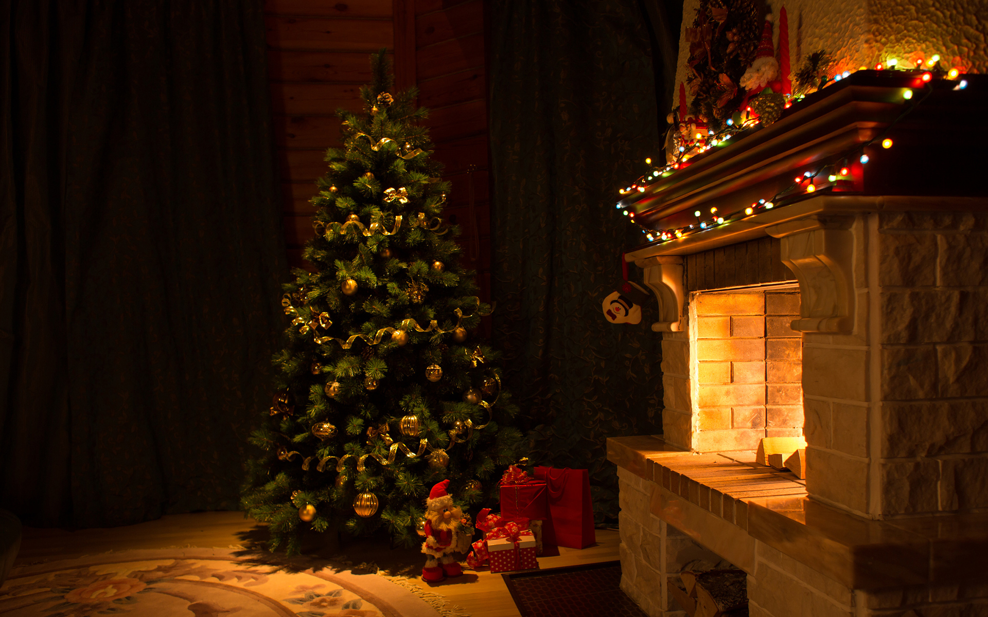 Обои новый год, елка, подарки, камин, рождество, гирлянда, new year, tree, gifts, fireplace, christmas, garland разрешение 1920x1200 Загрузить