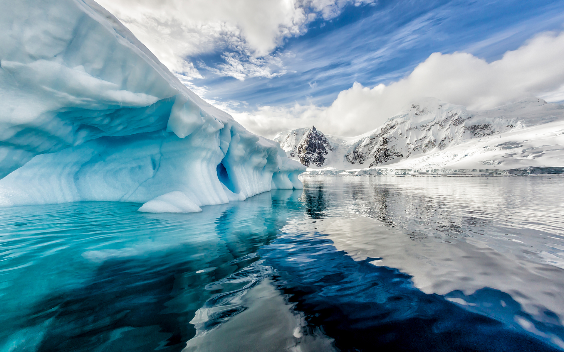 Обои пейзаж, айсберг, океан, льды, антарктика, арктика, landscape, iceberg, the ocean, ice, antarctica, arctic разрешение 1920x1200 Загрузить