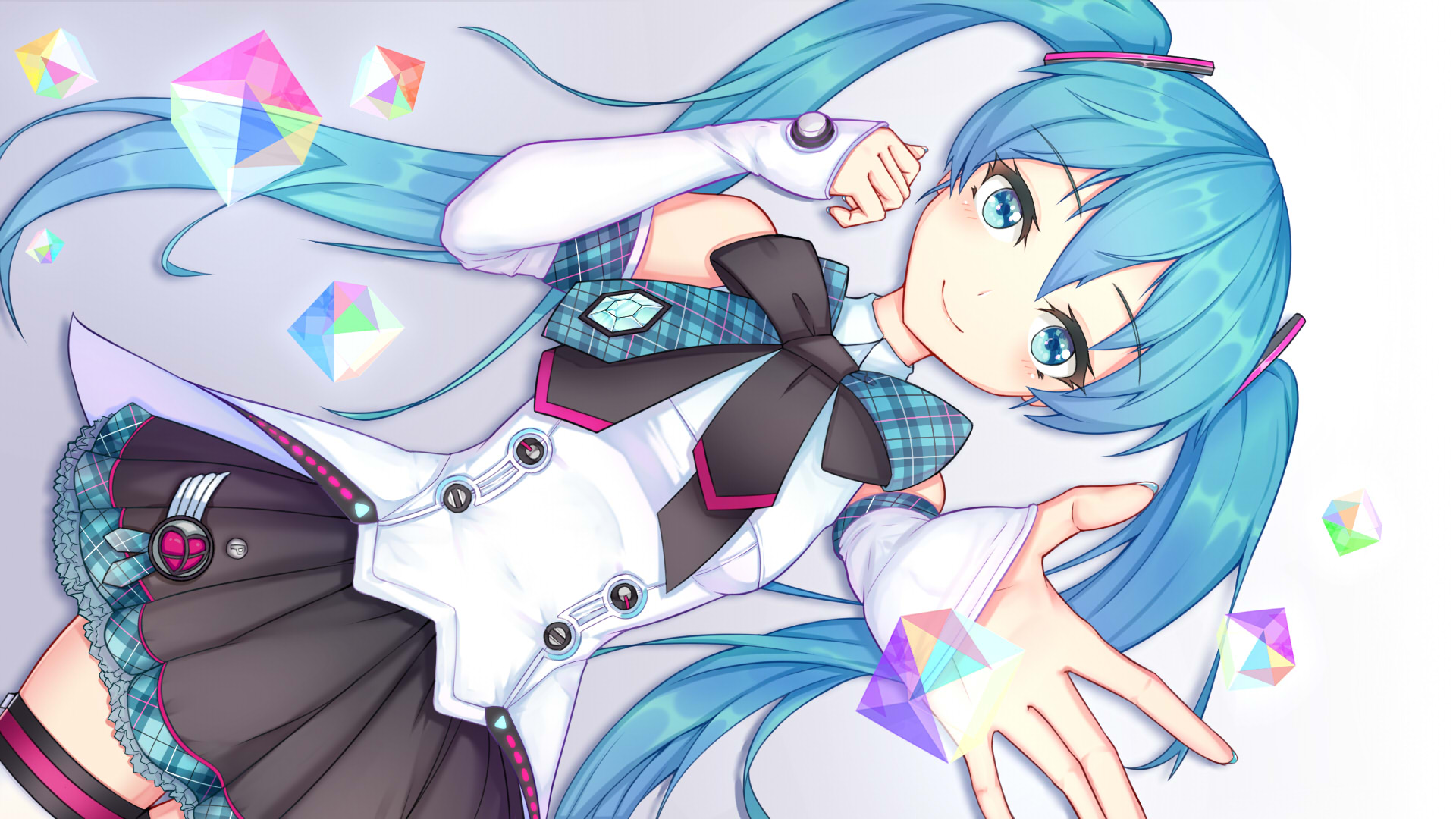 Обои смайл, голубые волосы, мику хацунэ, smile, blue hair, hatsune miku разрешение 1920x1080 Загрузить