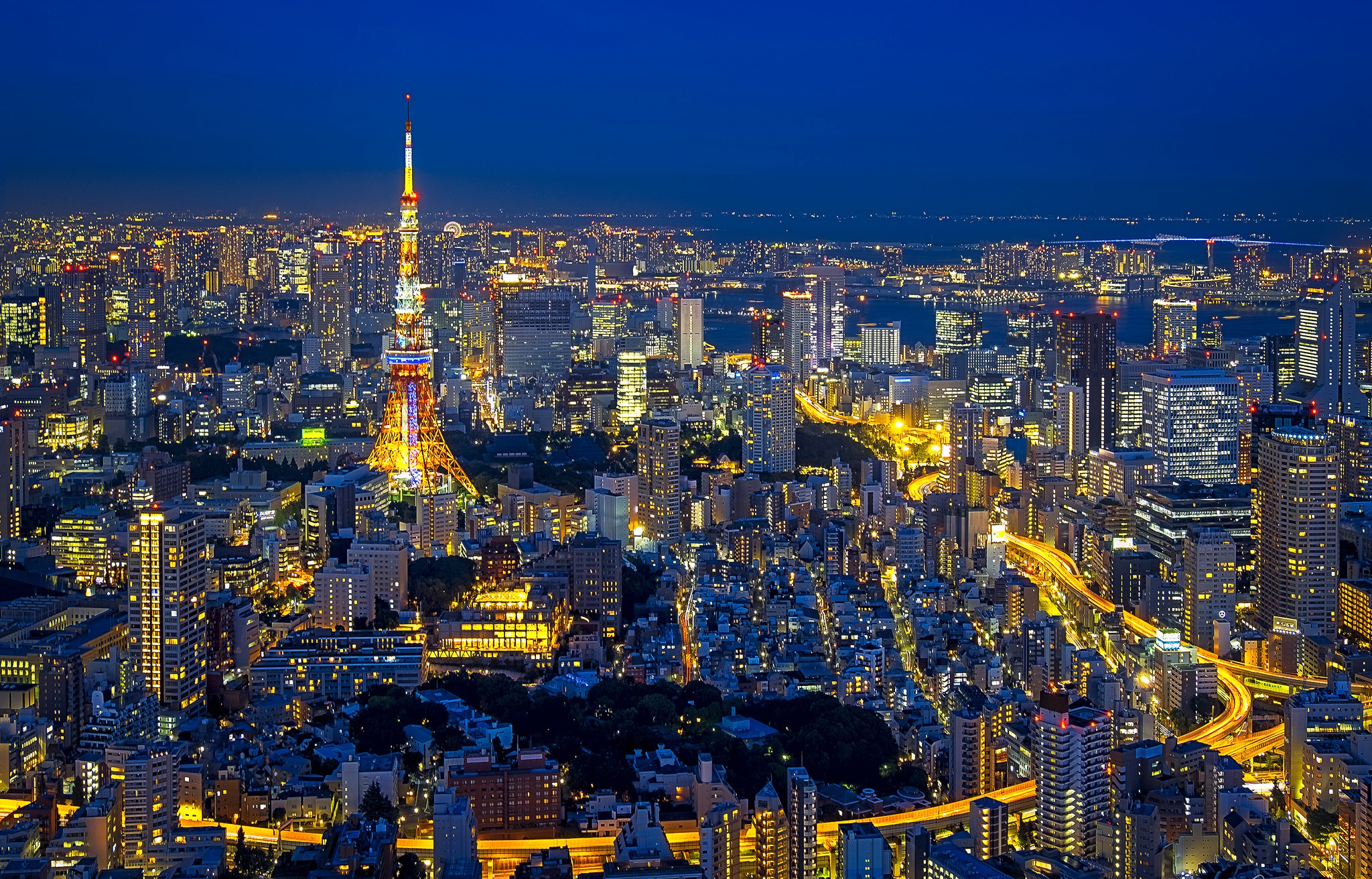 Обои ночь, огни, панорама, япония, башня, токио, night, lights, panorama, japan, tower, tokyo разрешение 2048x1311 Загрузить