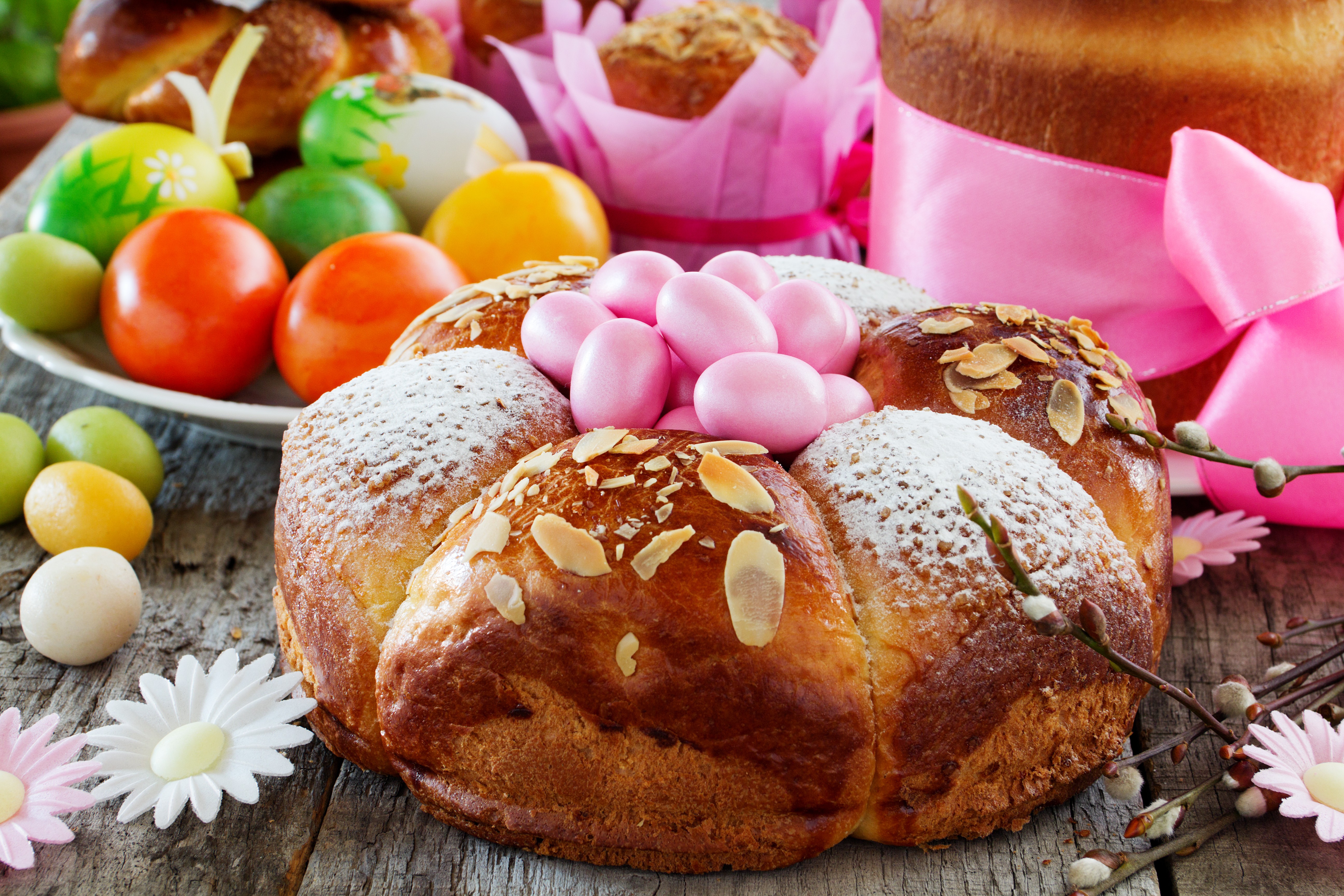 Обои пасха, яйца, выпечка, кулич, крашенные яйца, easter, eggs, cakes, cake, painted eggs разрешение 5184x3456 Загрузить