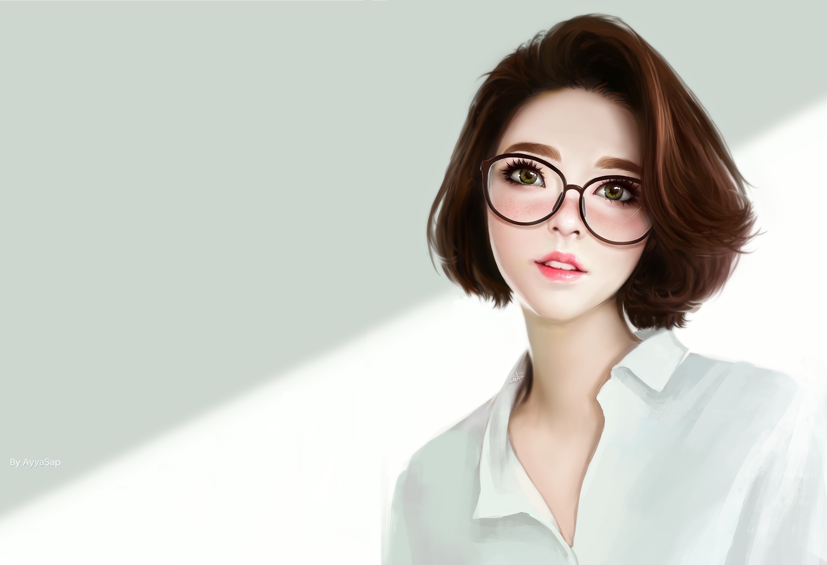 Обои арт, девушка, портрет, взгляд, очки, волосы, лицо, ayya sap, art, girl, portrait, look, glasses, hair, face разрешение 2740x1872 Загрузить