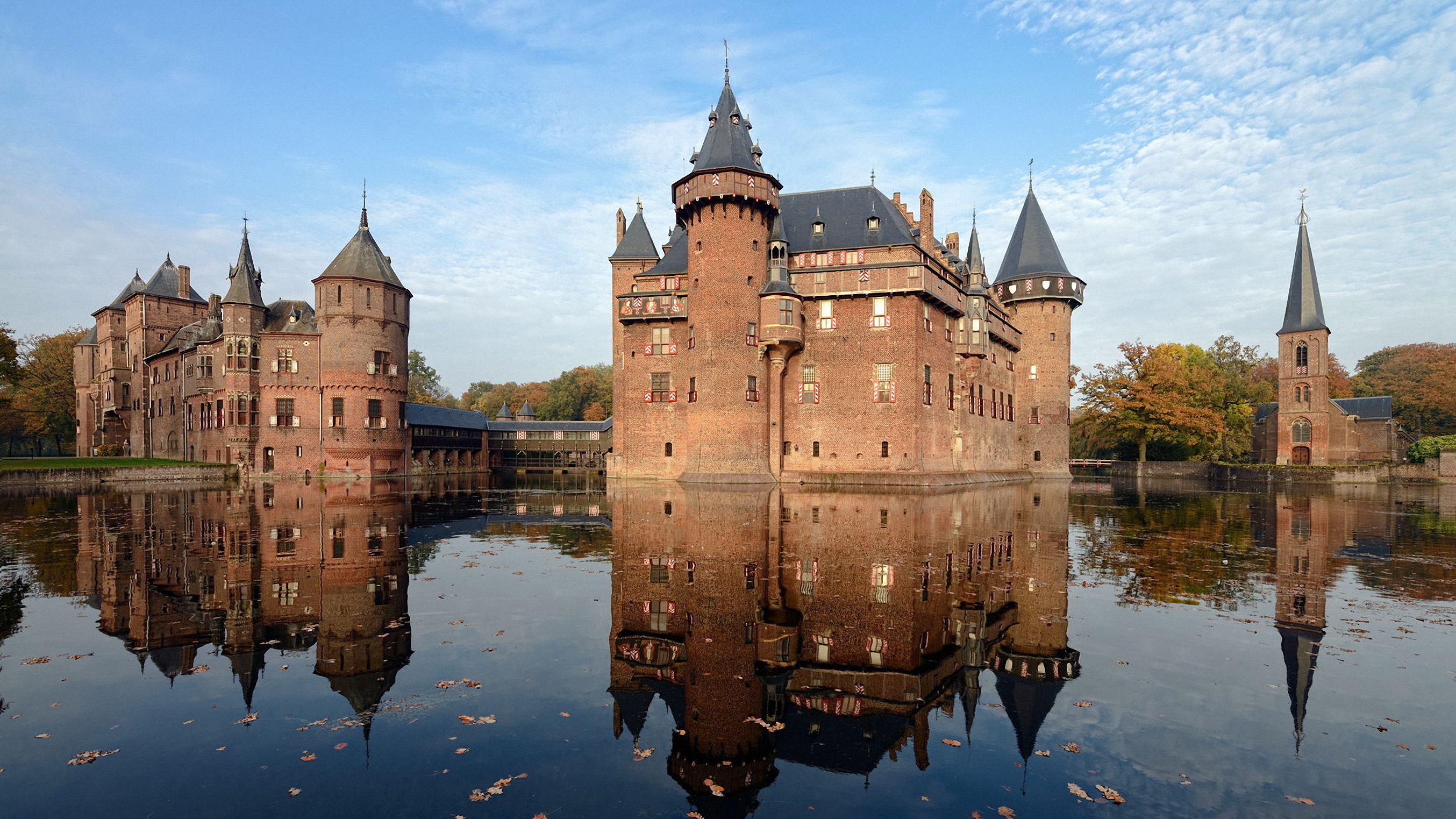 Обои вода, замок, нидерланды, голландия, замок де хаар, water, castle, netherlands, holland, castle de haar разрешение 2708x1523 Загрузить