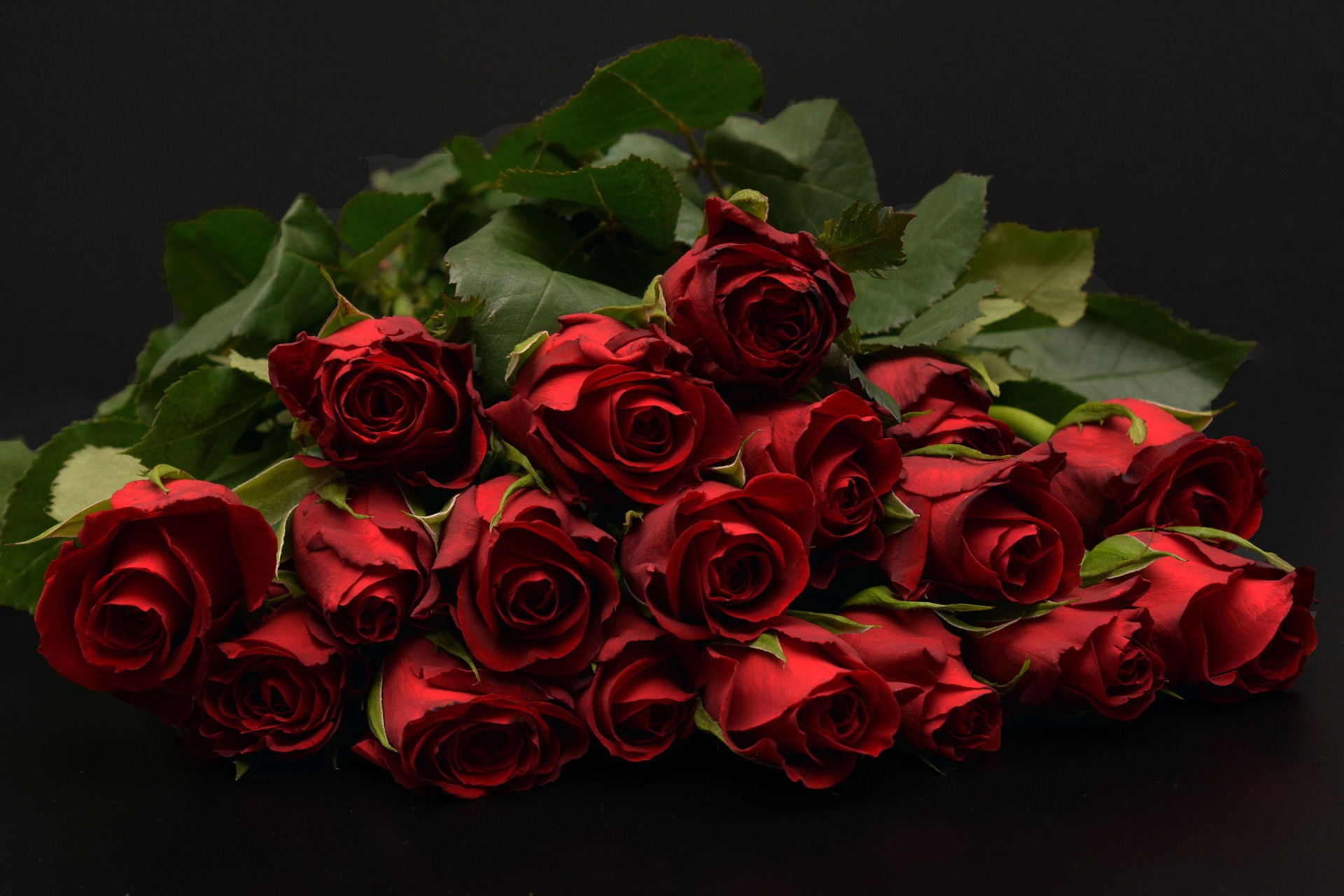 Обои бутоны, фон, букет, темный, красные розы, buds, background, bouquet, dark, red roses разрешение 1920x1280 Загрузить