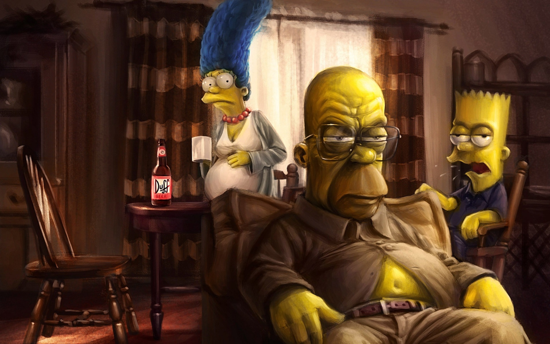 Обои симпсоны, во все тяжкие, гомер, барт, мардж, the simpsons, breaking bad, homer, bart, marge разрешение 1920x1200 Загрузить