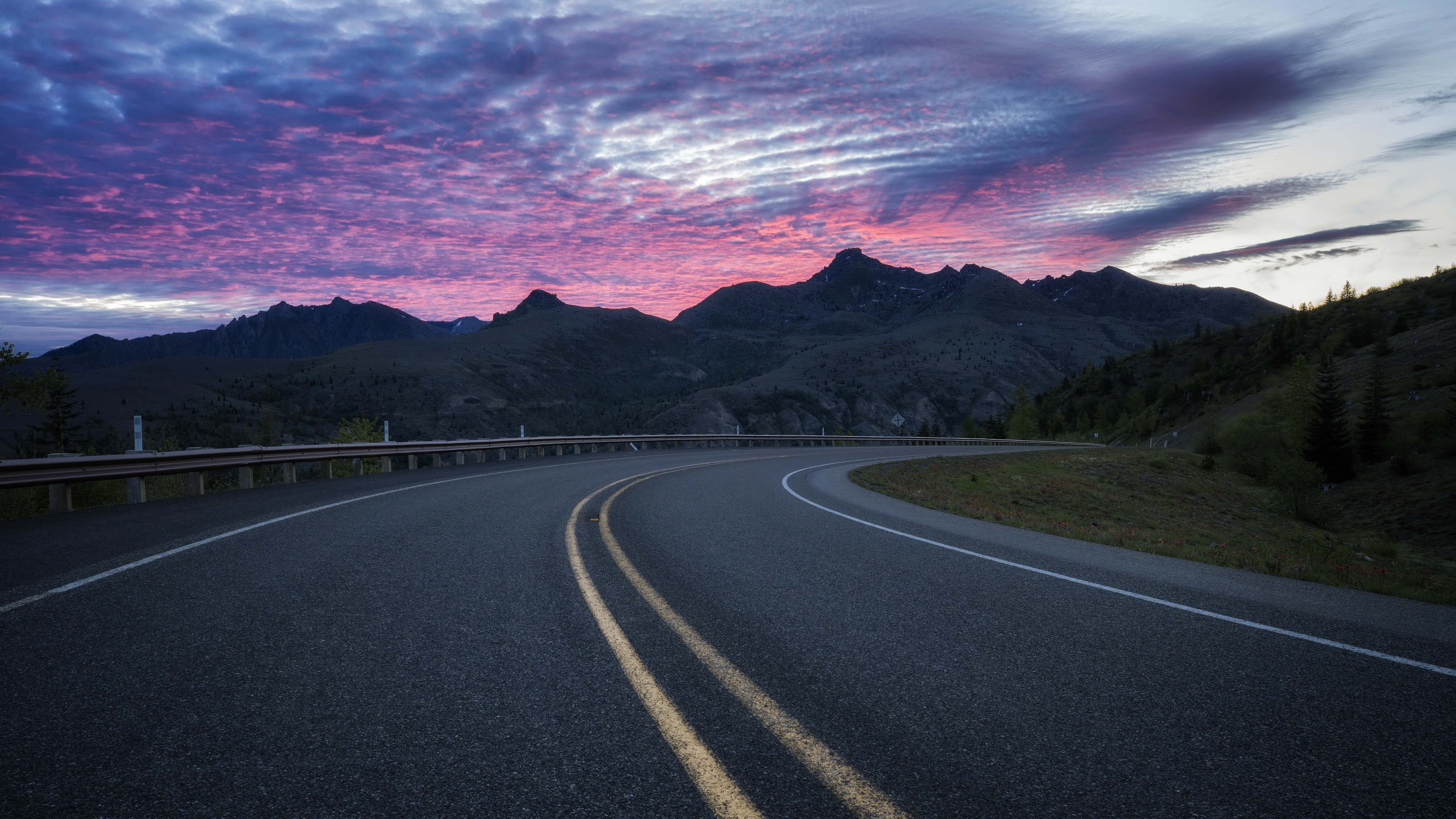 Обои небо, дорога, закат, the sky, road, sunset разрешение 3840x2160 Загрузить