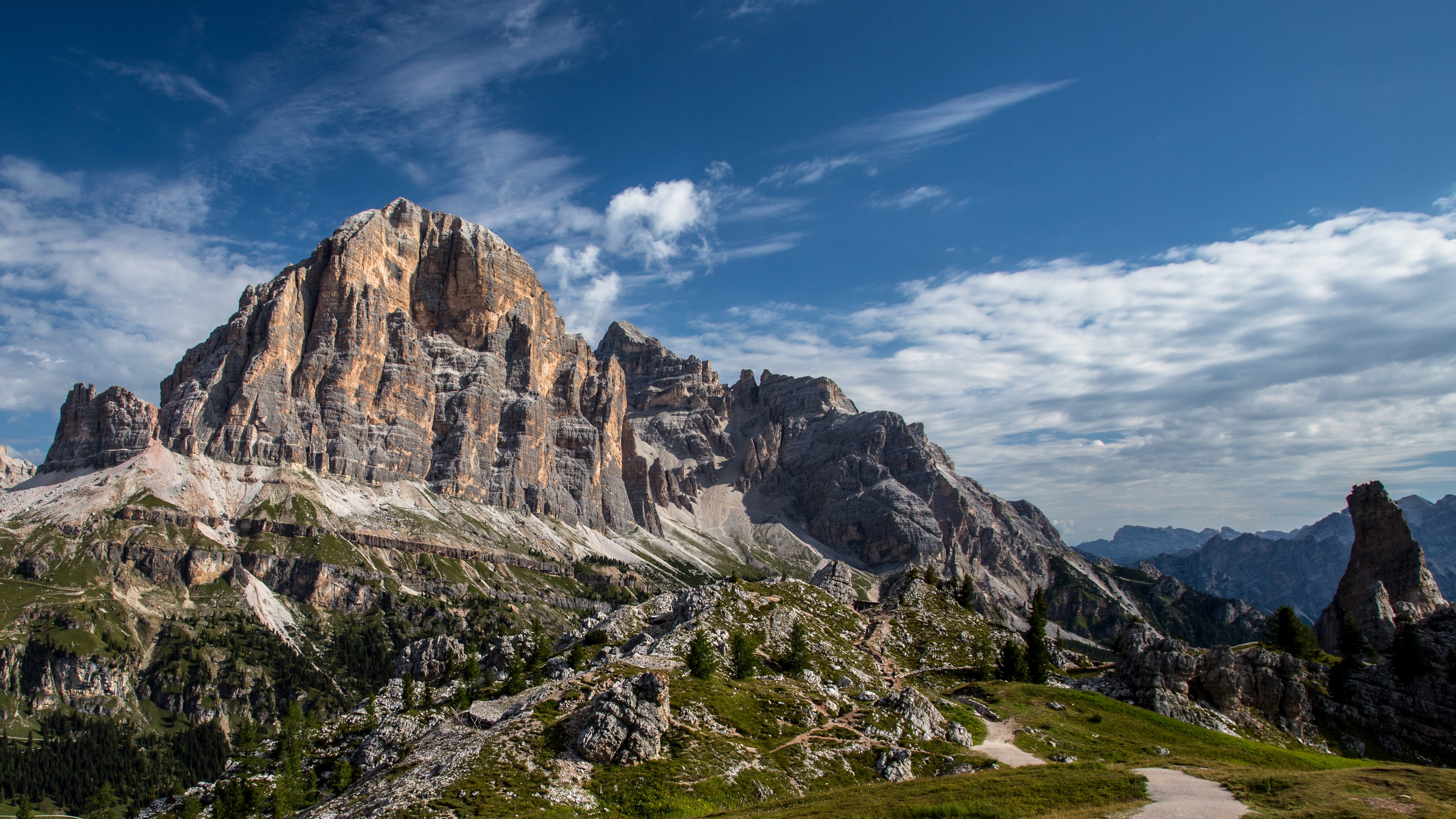 Обои небо, природа, пейзаж, скала, гора, the sky, nature, landscape, rock, mountain разрешение 3840x2160 Загрузить