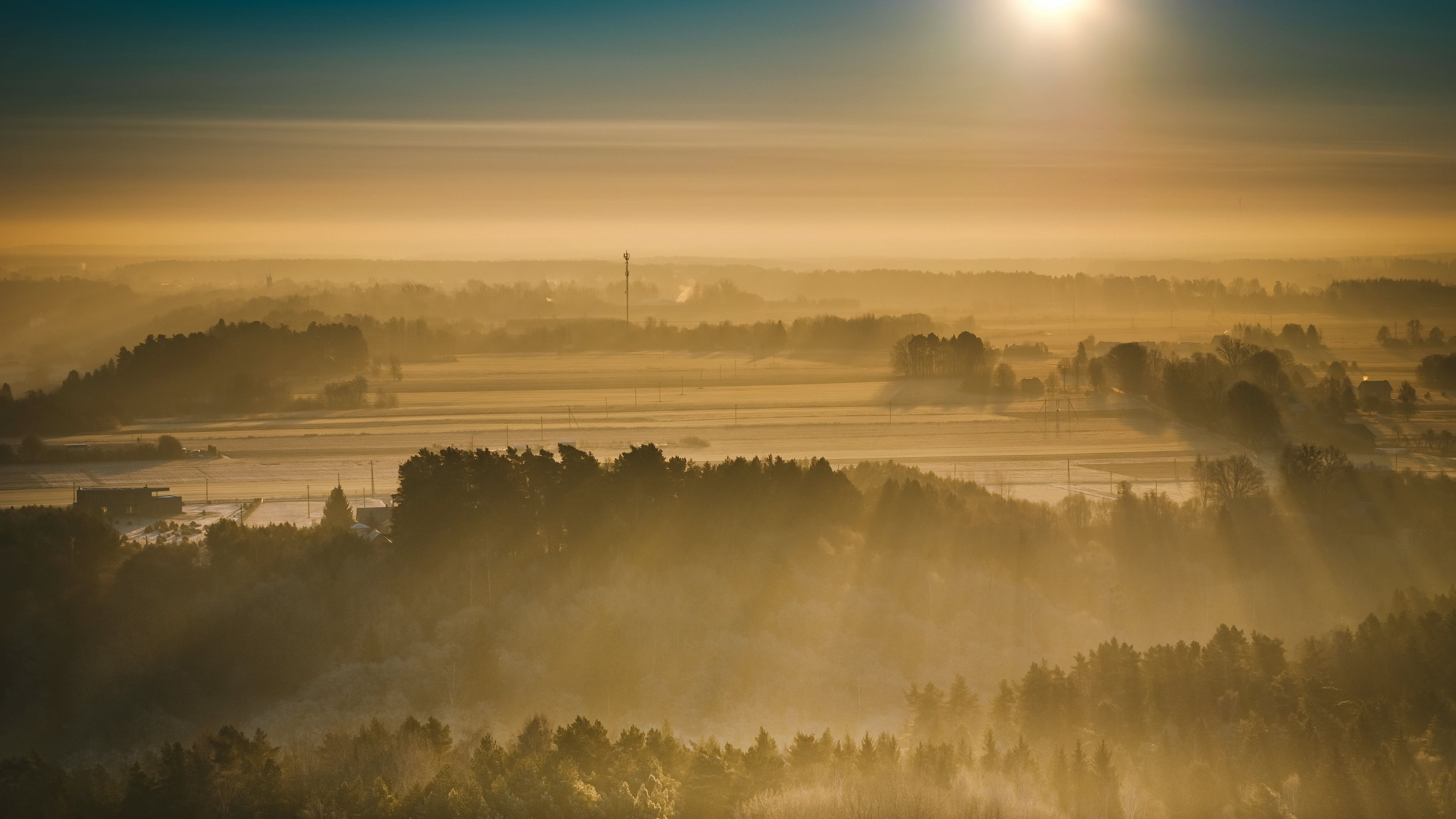 Обои свет, туман, долина, light, fog, valley разрешение 3840x2160 Загрузить